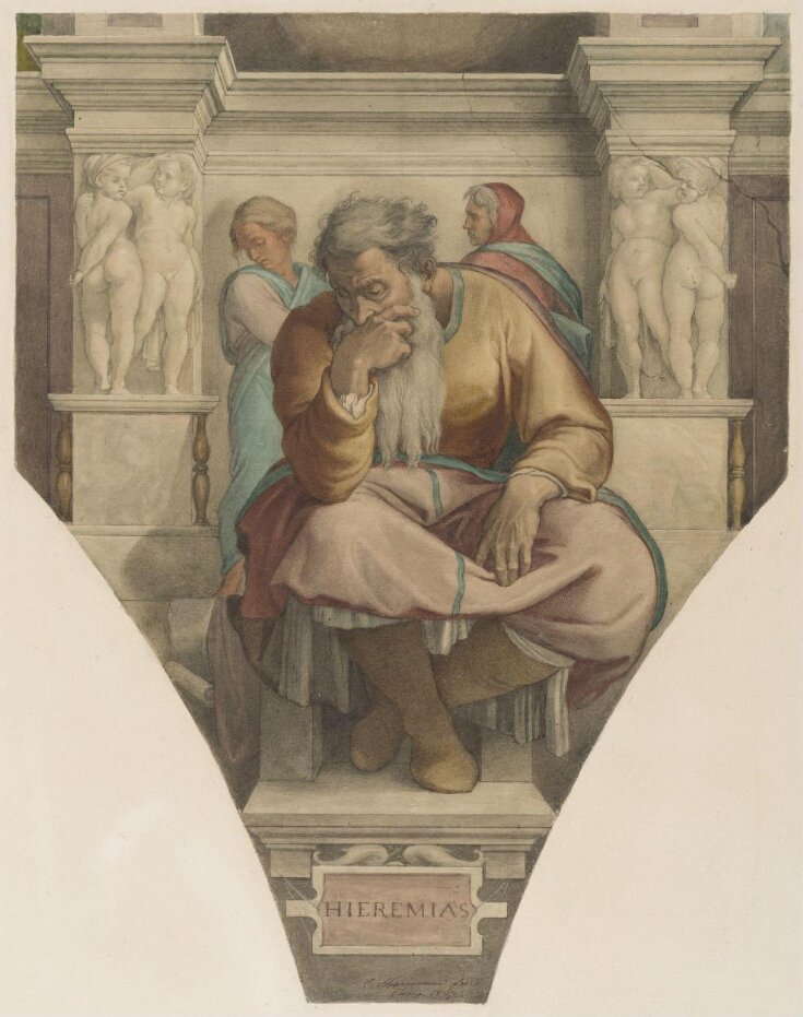 Copy after Michelangelo’s fresco of the ‘Prophet Jeremiah’ on the Sistine Chapel vault (Sistine Chapel, Rome, about 1512) top image