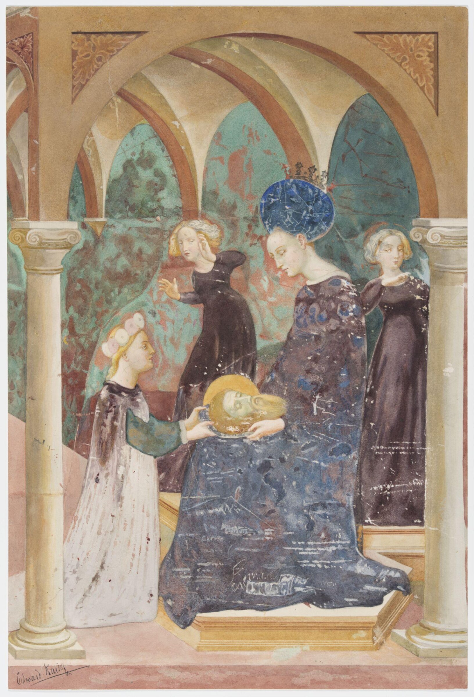 Copy after the painting Herodias and the Head of the Baptist by Masolino, Edward Kaiser, 1885