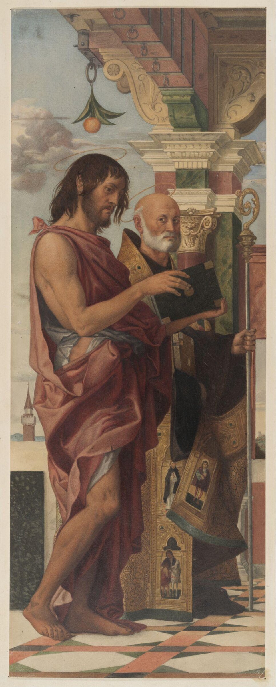 Copy after the painting SS John the Baptist and  Benedict by Montagna in SS Nazzaro e Celso, Verona, Edward Kaiser