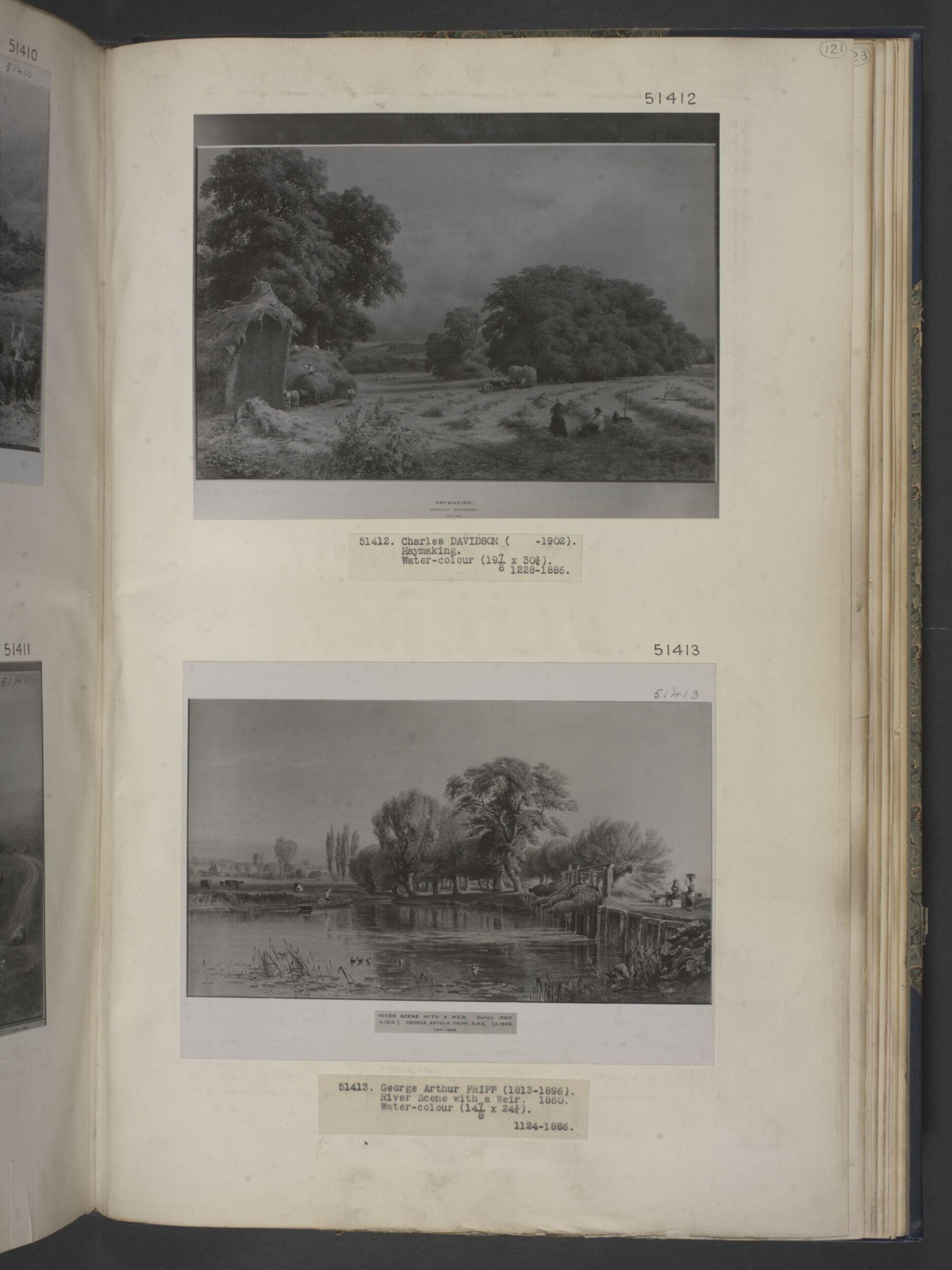 River and weir : A town on the left, Fripp, 1860
