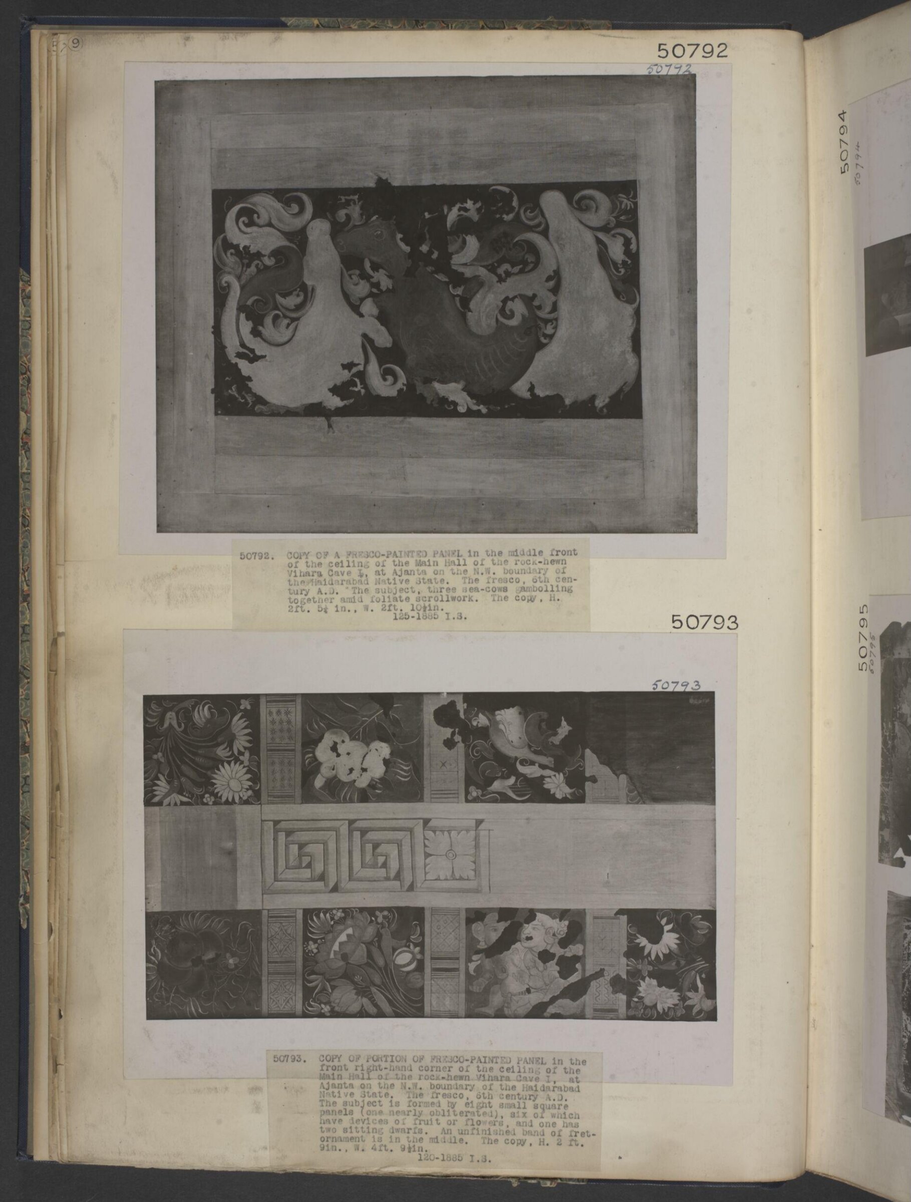 Copy of painting from the caves of Ajanta (cave 1), John Griffiths, 1872-1873