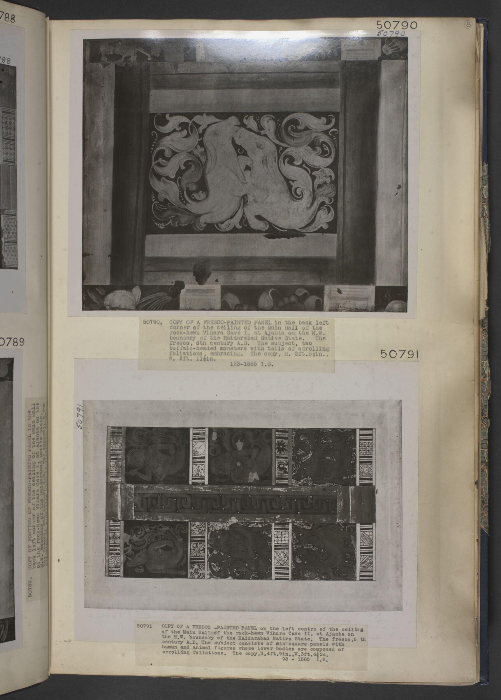 Copy of painting in the caves of Ajanta (Cave 1), John Griffiths, 1872-1885