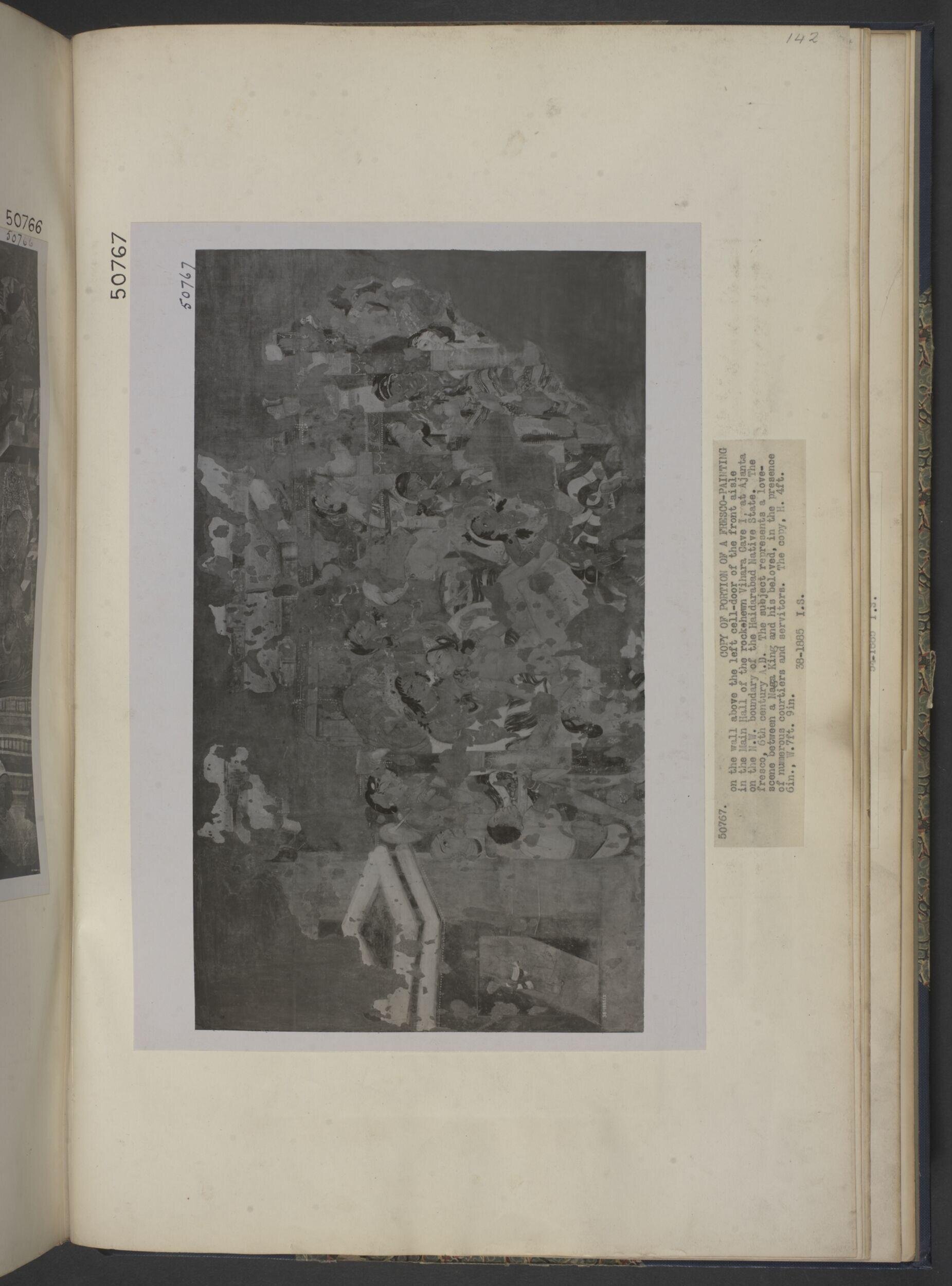 Copy of painting inside the caves of Ajanta (Cave 1)