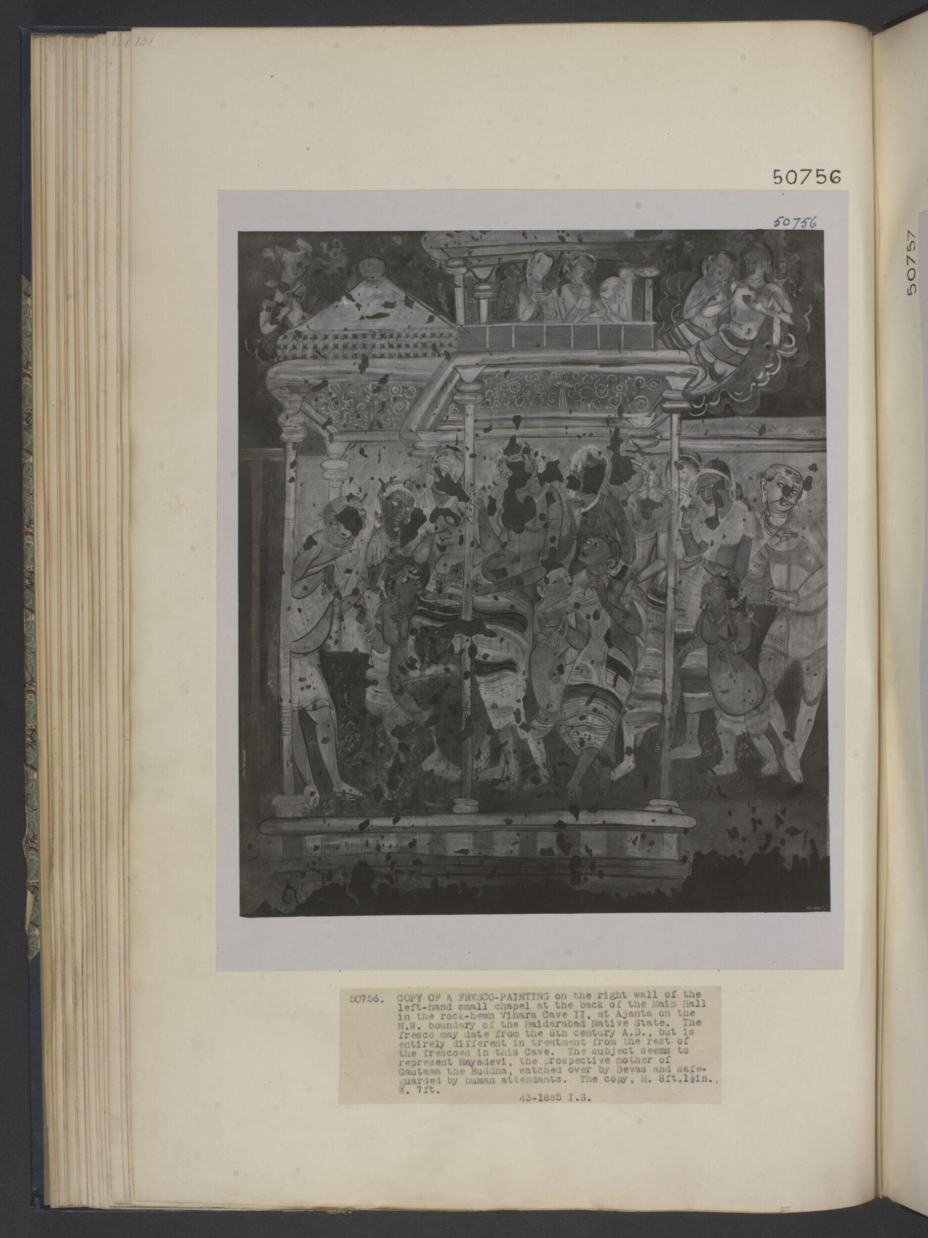 Copy of painting in the caves of Ajanta (cave 2)