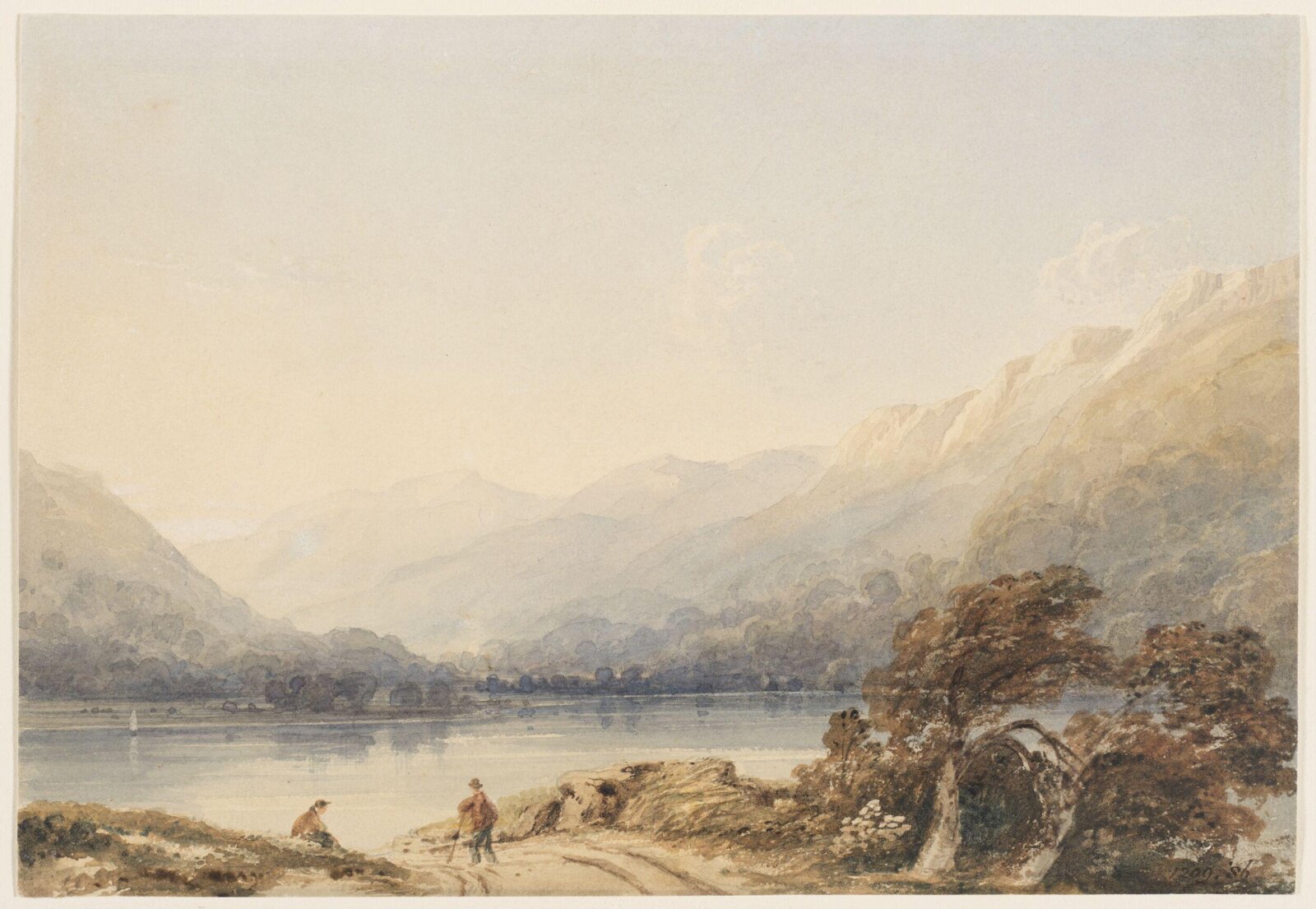 Lake scene with mountains, Copley, ca. 1805-1855