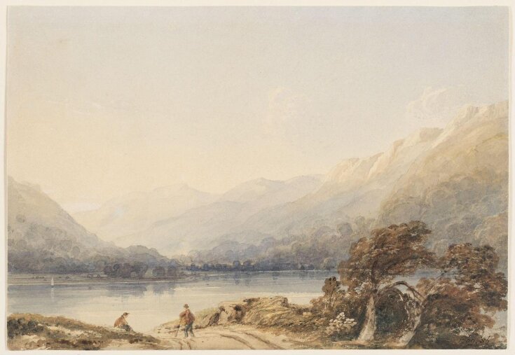 Lake scene with mountains top image