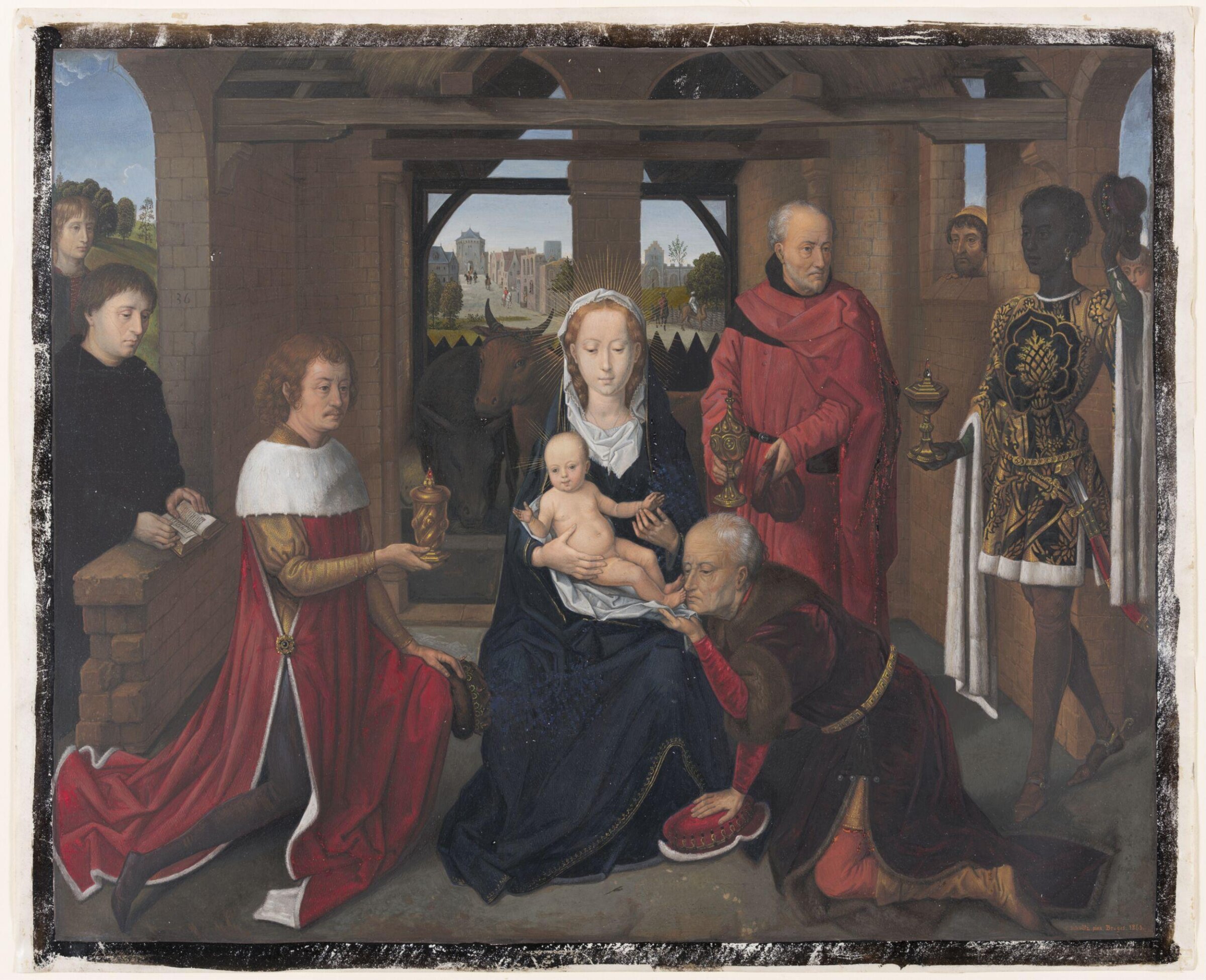 Copy of a detail of the Bruges Altarpiece, the Magi  by Hans Memlinc in, Christian Schultz