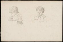 Two studies of a young boy writing thumbnail 1