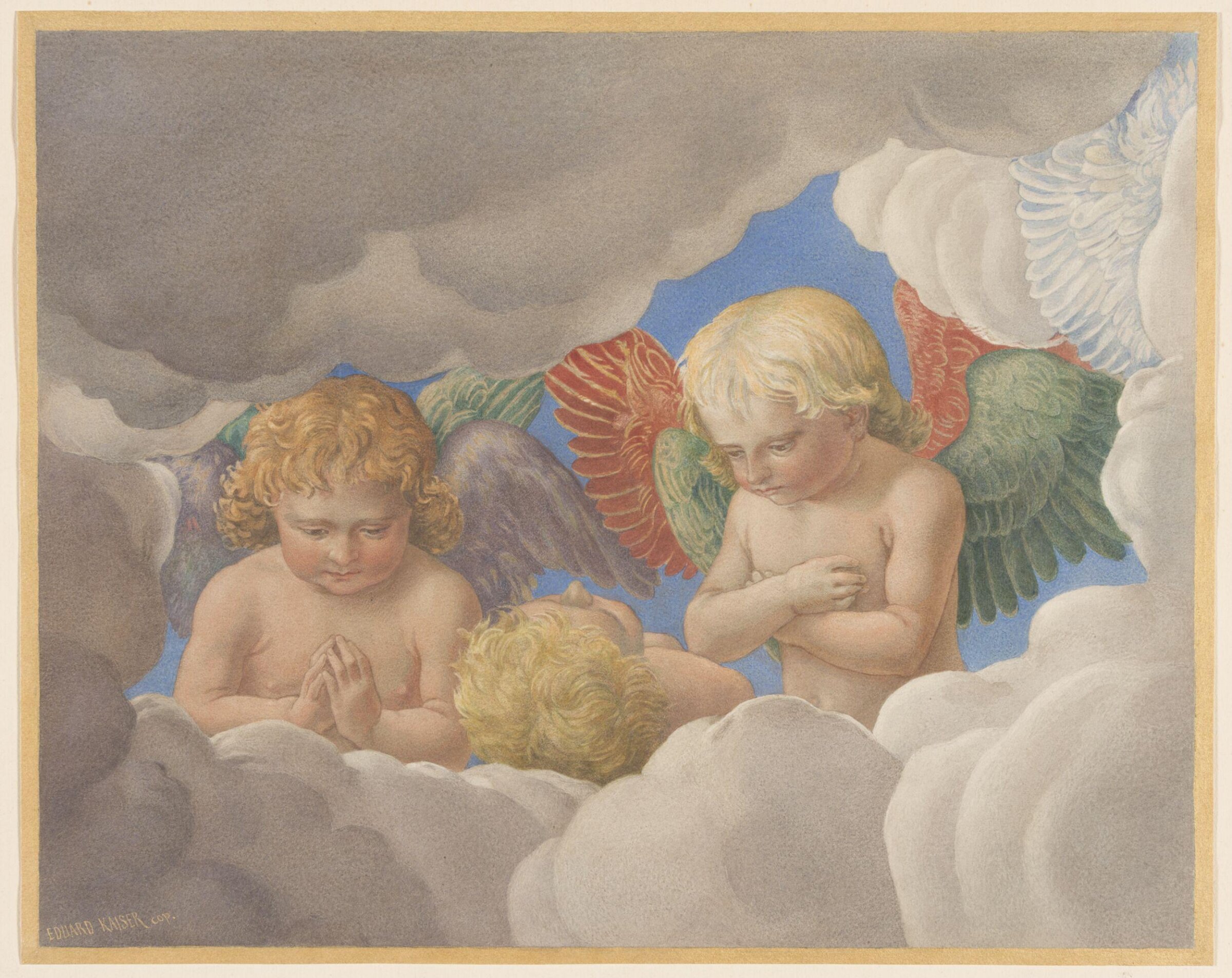 Copy after the painting Three Angels by Melozzo da  Forli in the Pinacoteca Vaticana, Rome., Edward Kaiser