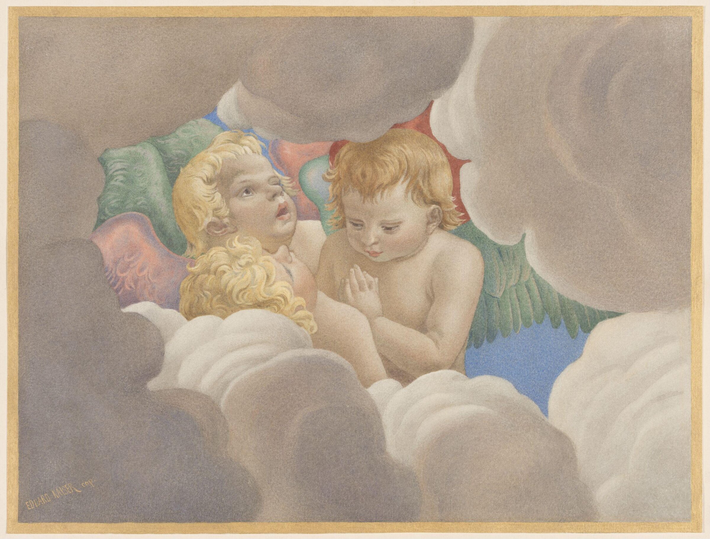 Copy after the painting Three Angels by Melozzo da  Forli in the Pinacoteca Vaticana, Rome., Edward Kaiser