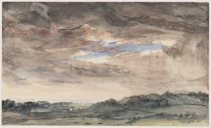 View over hilly country, with a stormy sky top image