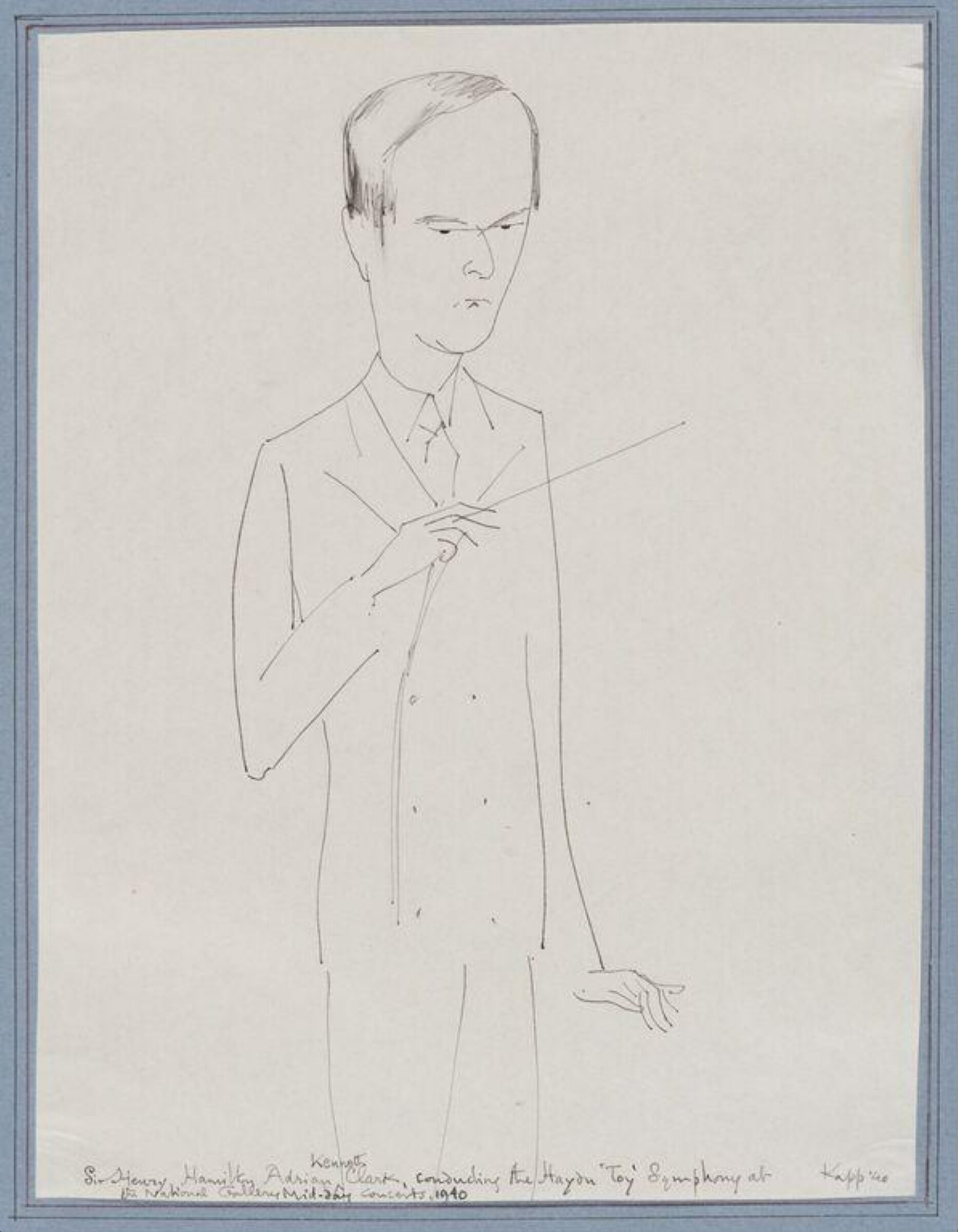 Sir Henry Hamilton Adrian Kenneth Clark, conducting the Haydn 'Toy' Symphony at the National Gallery Mid-day Concerts, 1940, Edmond Xavier Kapp, 1940