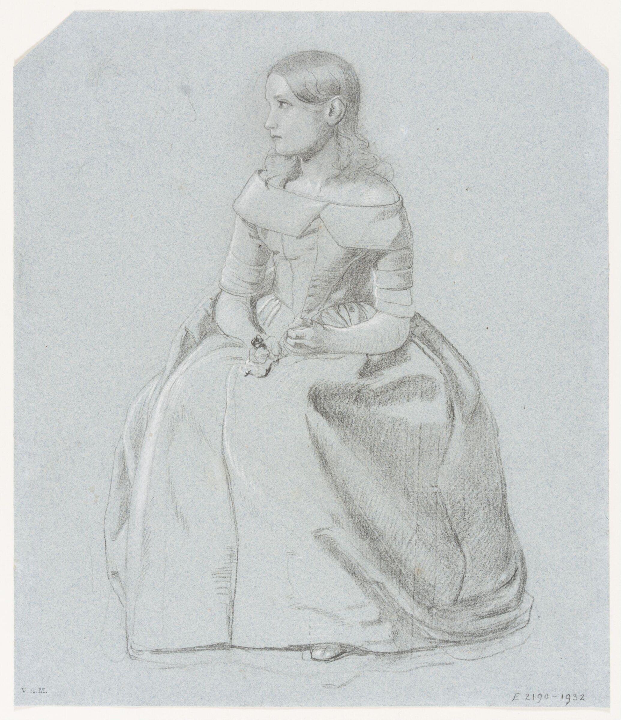 Study of a young woman seated, Richard Redgrave, mid-19th century