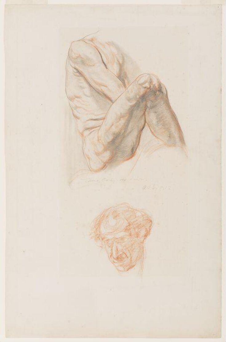 Two sketches; one of a male nude, one of a head top image