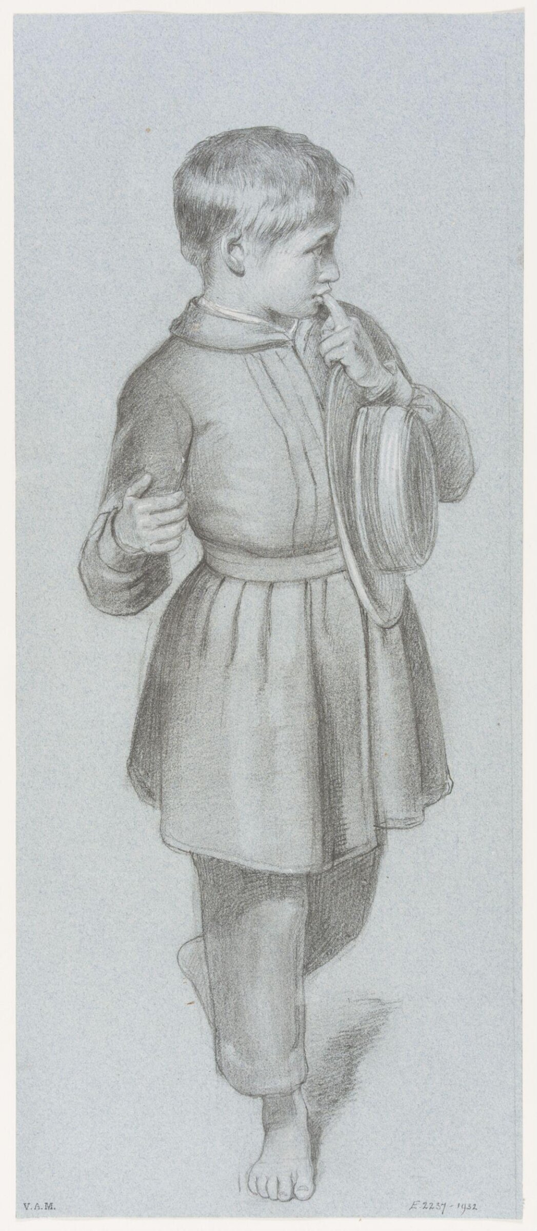 Study of the boy with his finger in his mouth for <i>Sunday Morning: Walk from Church</i>, Richard Redgrave, 1845