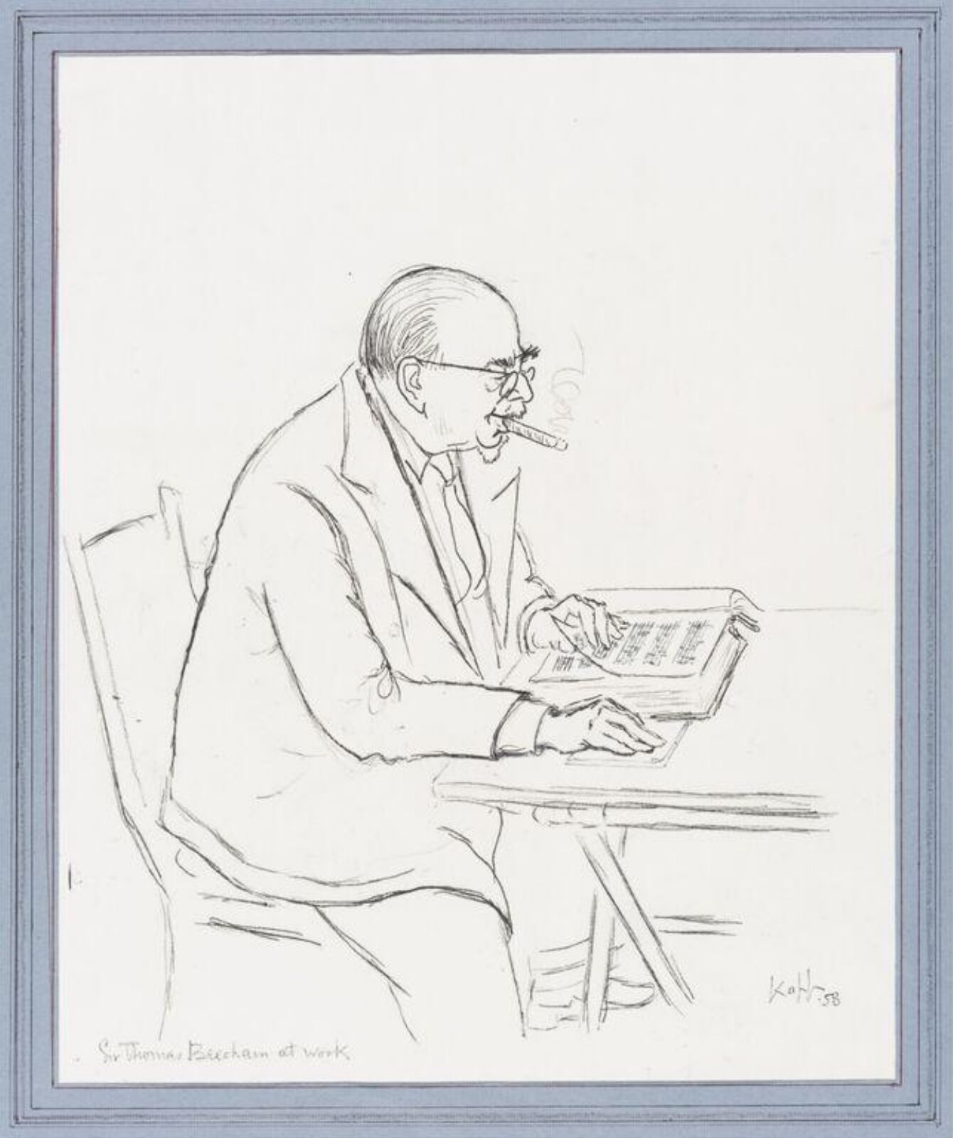 Sir Thomas Beecham at work, Edmond Xavier Kapp, 1958