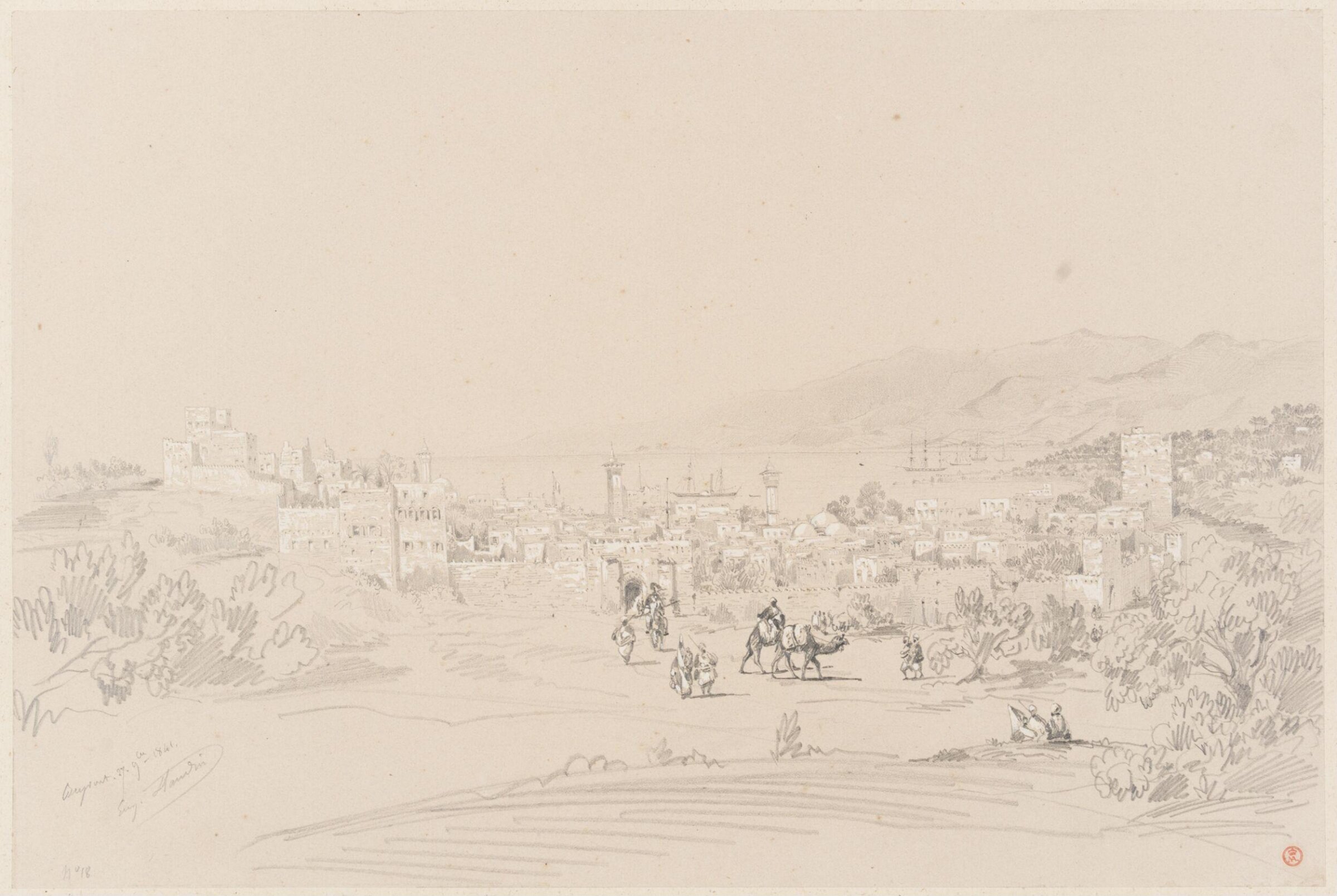Drawing, Eugène-Napoléon Flandin, ca. mid 19th century