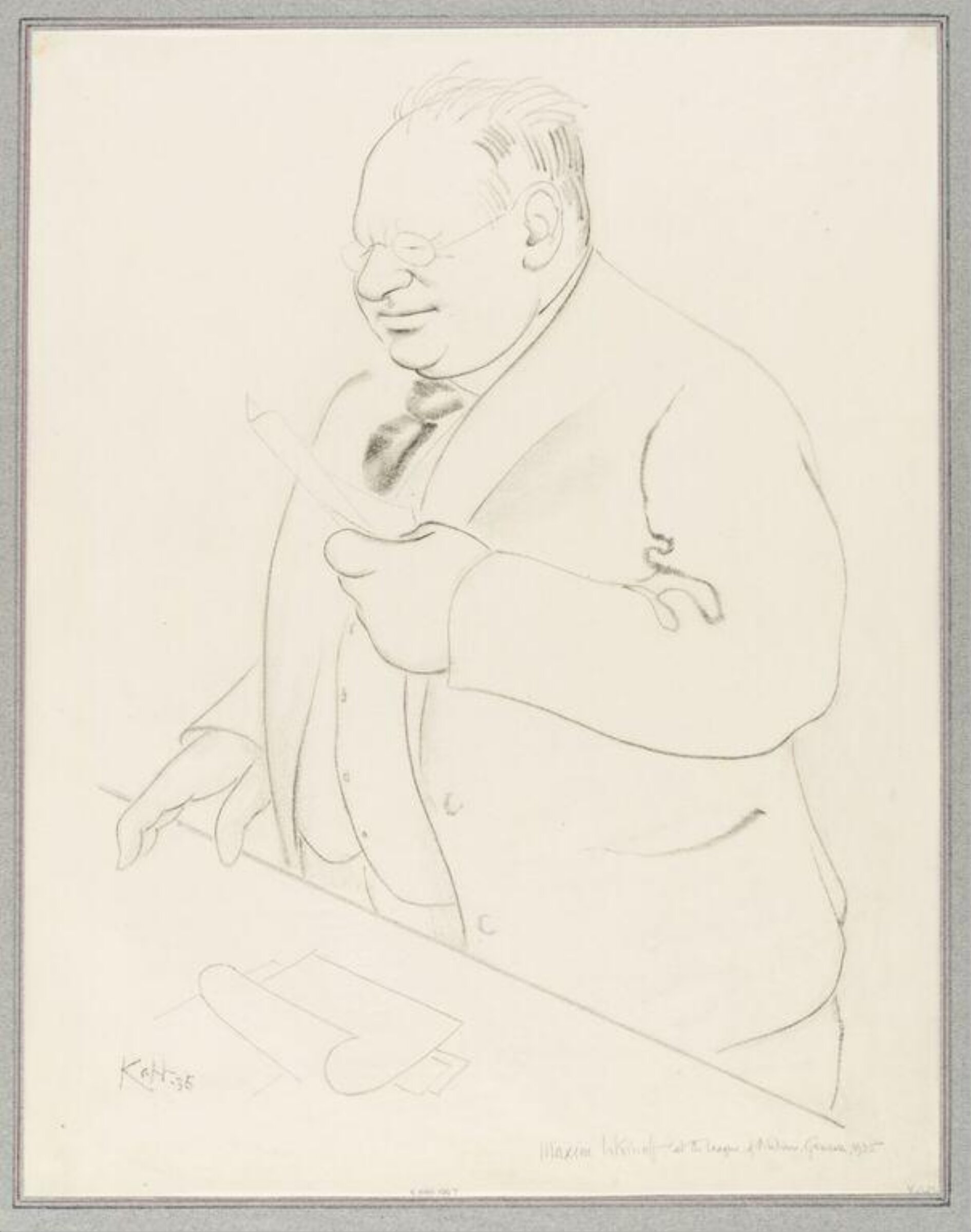 Maxim Litvinoff at the League of Nations, Geneva, 1935, Edmond Xavier Kapp, 1935