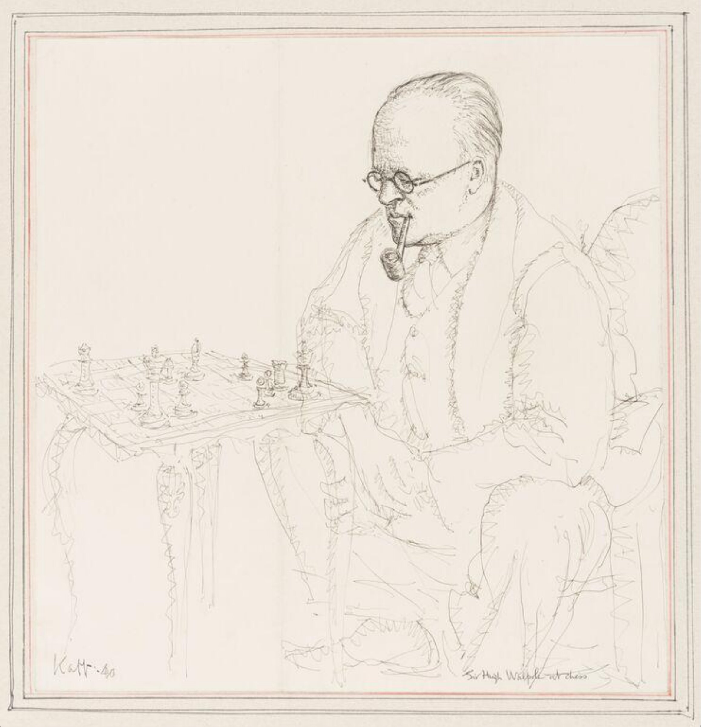 Sir Hugh Walpole at chess, Edmond Xavier Kapp, 1940