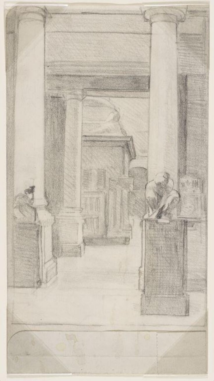 Preliminary sketch for a watercolour of the entrance to the Cast Court containing Trajan's Column at the Victoria and Albert Museum top image