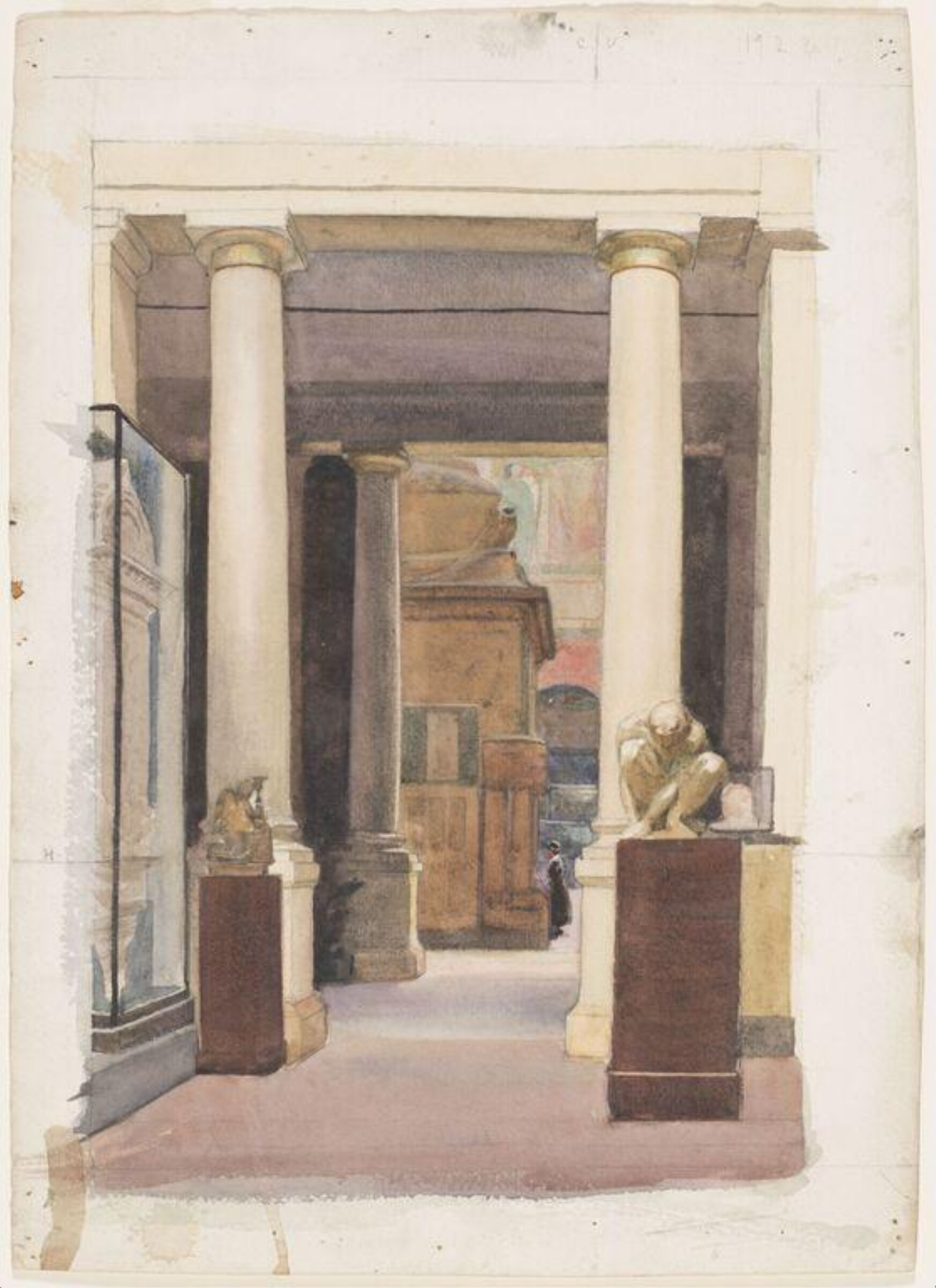 The entrance to the Cast Court containing Trajan's Column at the Victoria and Albert Museum, Mary Stella Edwards, 1924