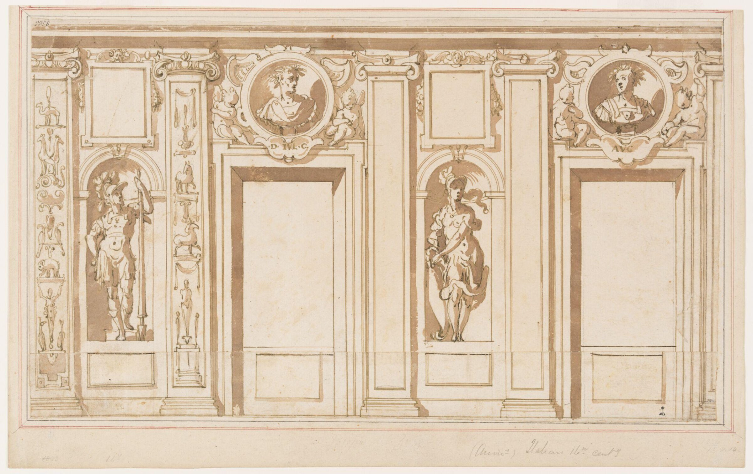 Preliminary design for the gallery of the Palazzo Ruspoli, Rome, Jacopo Zucchi, second half 16th century