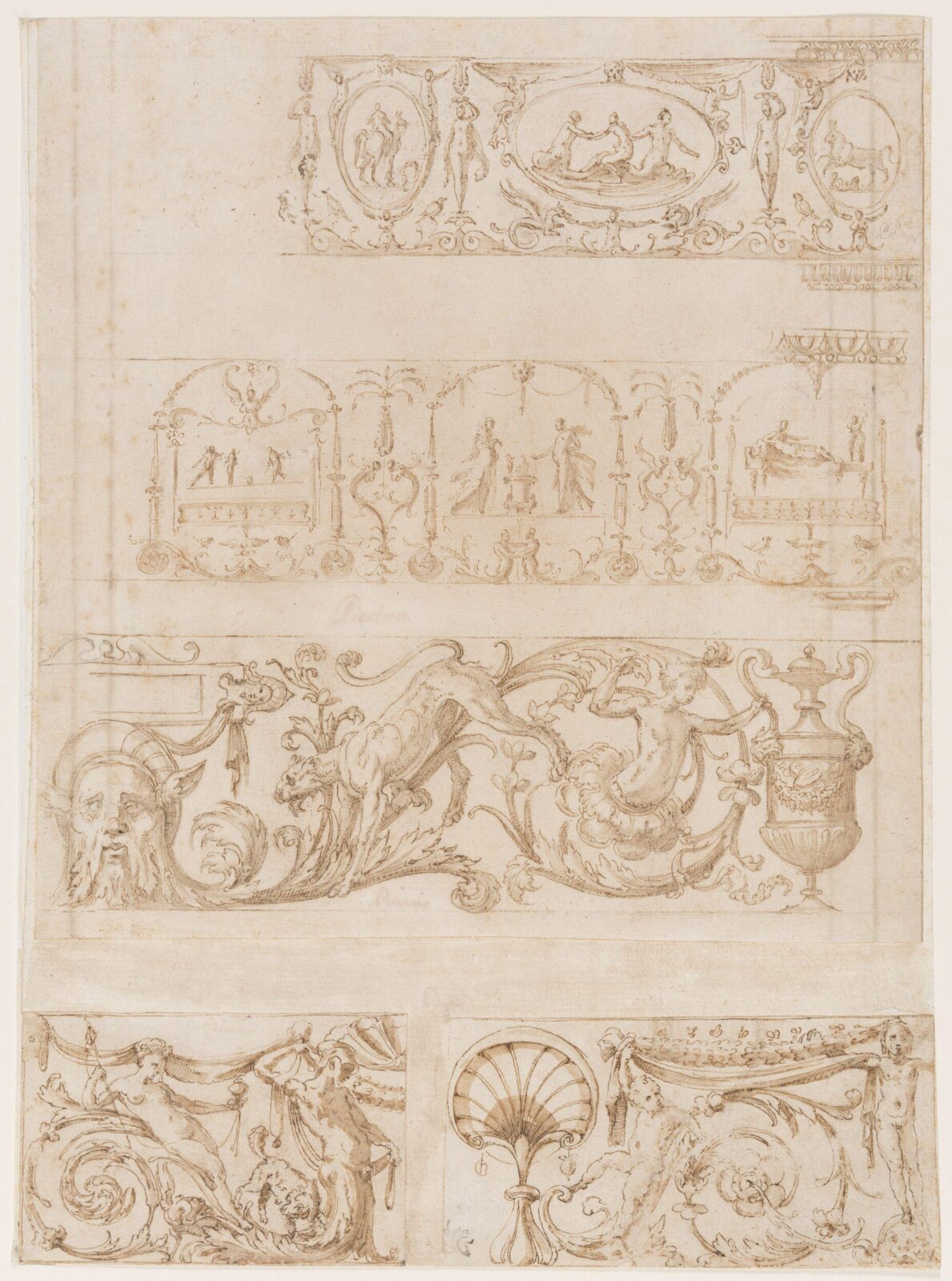 Designs for grotesque friezes, 16th century
