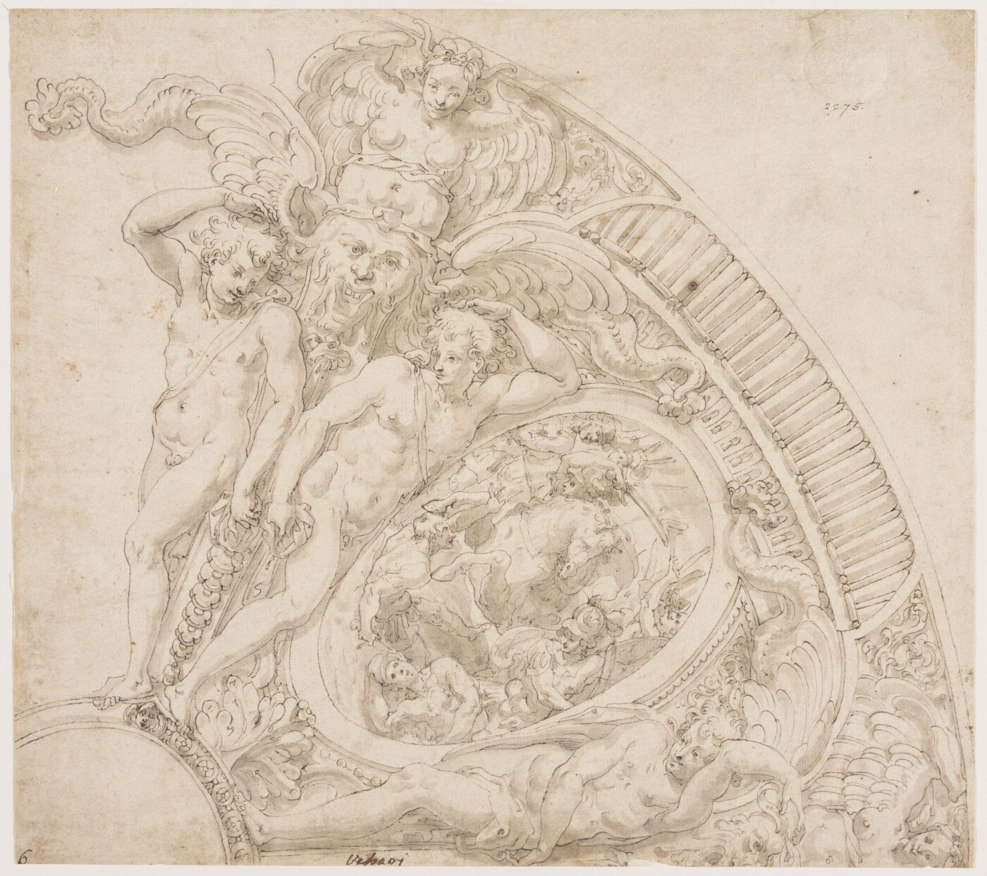 Unknown, Design for a circular metal dish, showing a segment only
