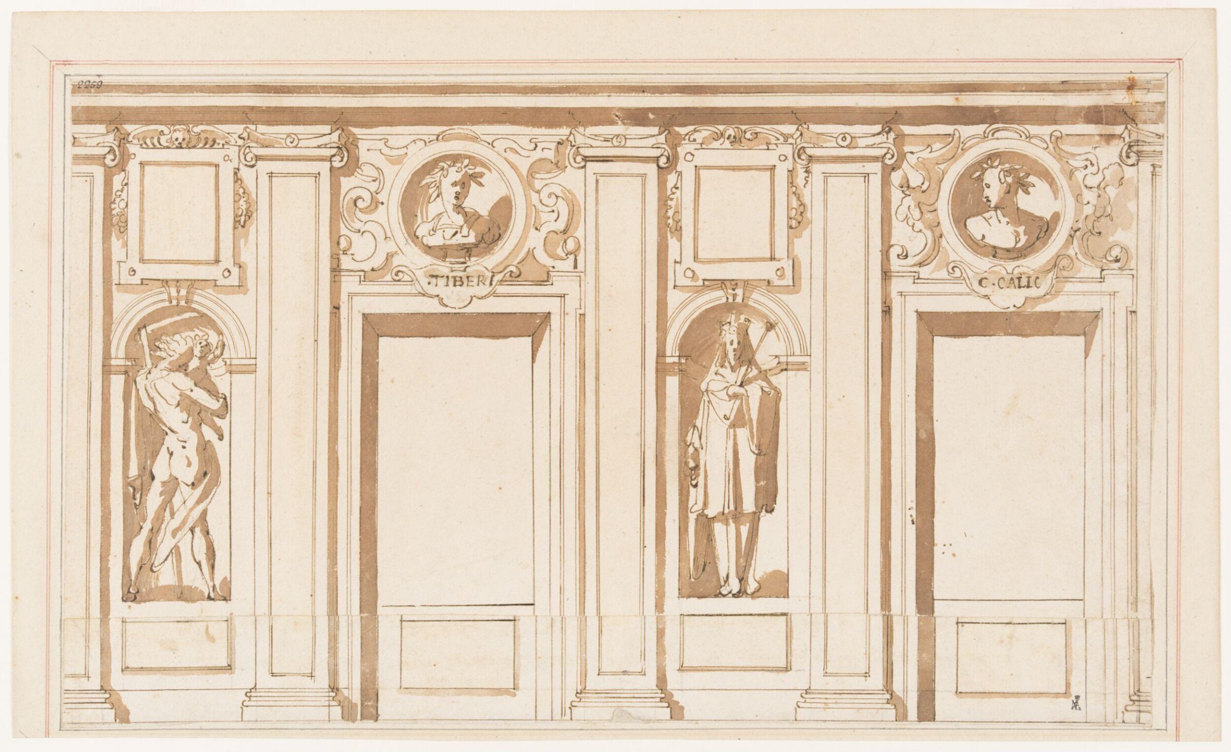 Preliminary design for the gallery of the Palazzo Ruspoli, Rome, Jacopo Zucchi, second half 16th century