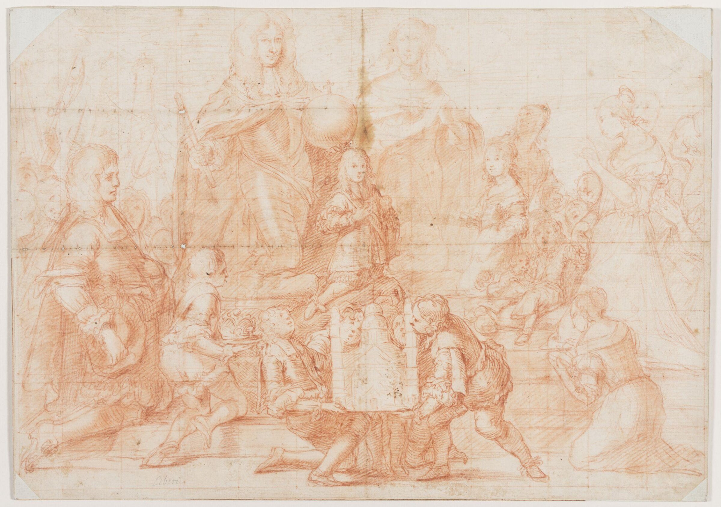 The Elector of Bavaria, Prince Ferdinand Maria, with his family, and a model of the Theatiner Church at Munich, Antonio Zanchi, Before 1673