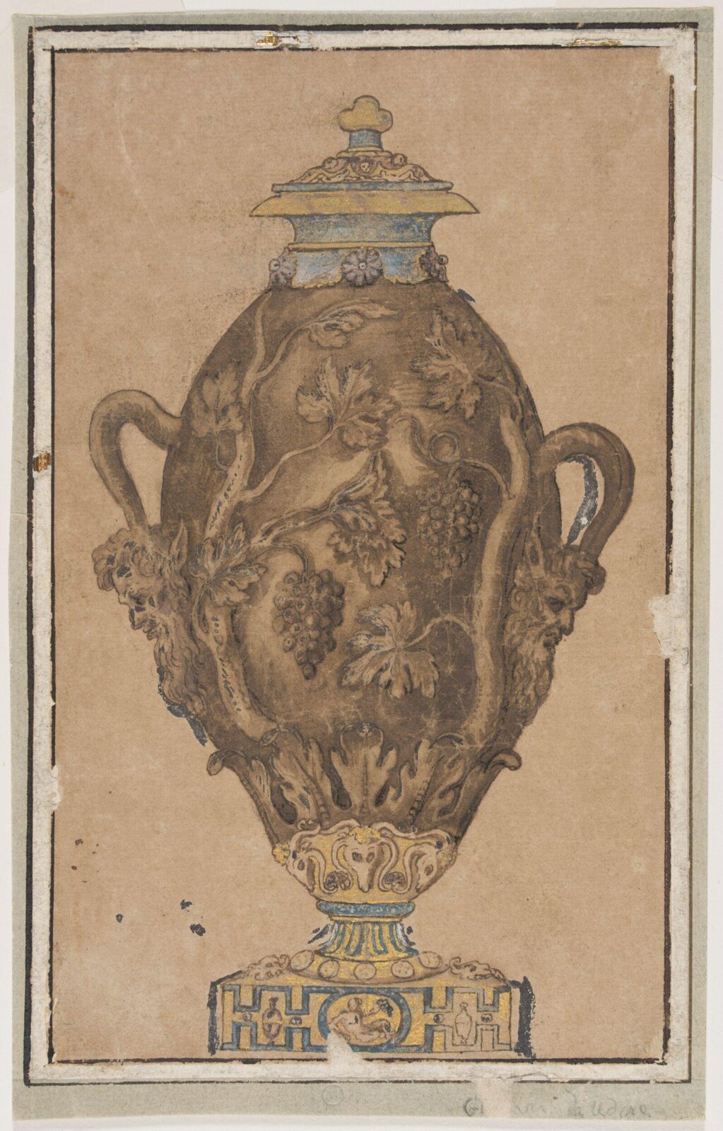 Design for a vase and cover, late 16th century