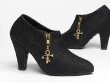 Black satin floral patterned shoes worn by Prince thumbnail 2
