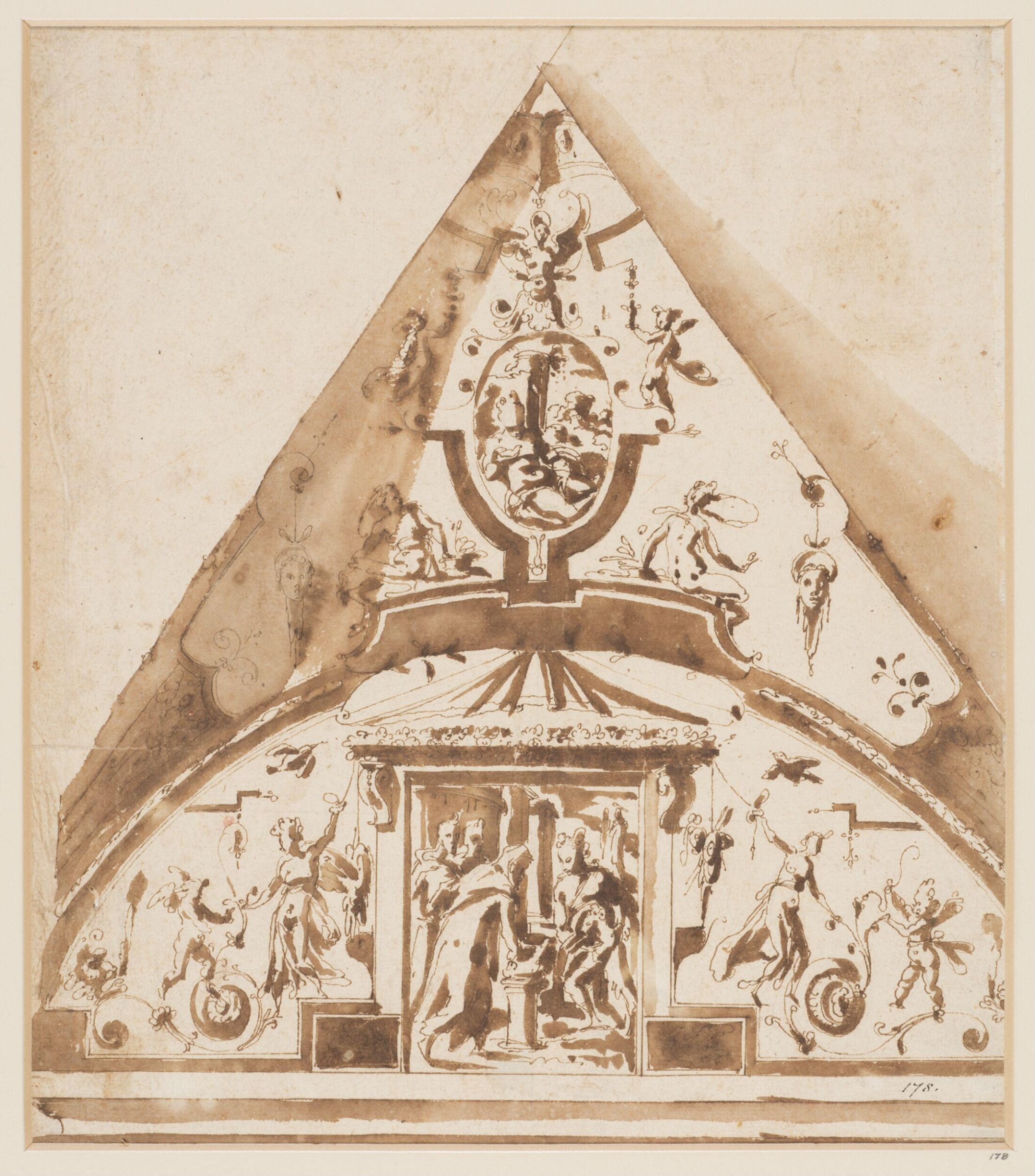 Design for grotesque ornament for a vault, Francesco Salviati, 1530-1563