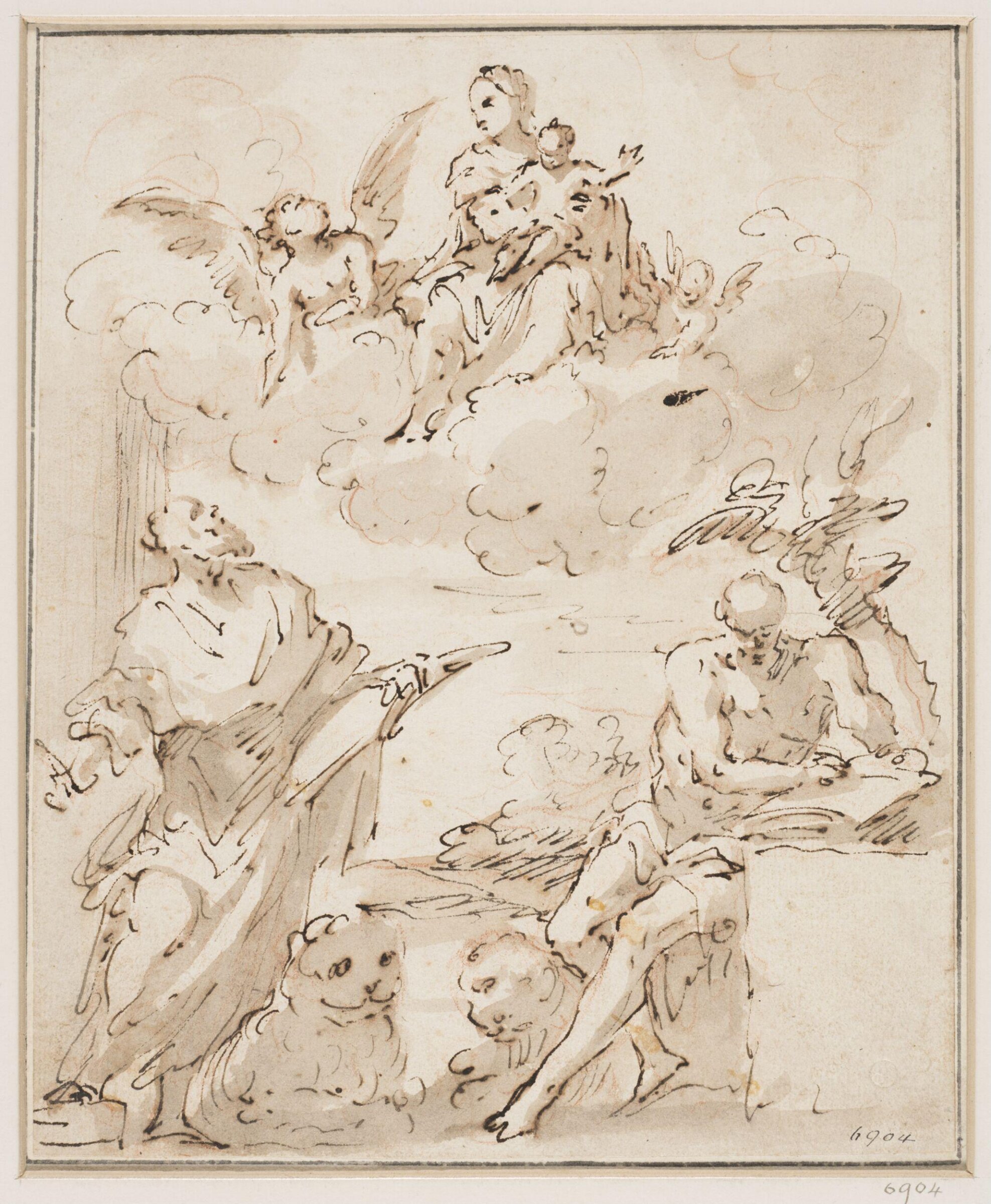 The Madonna and Child appearing in the sky to St Mark and St Jerome, Gasparo Diziani, ca. 1700-1767