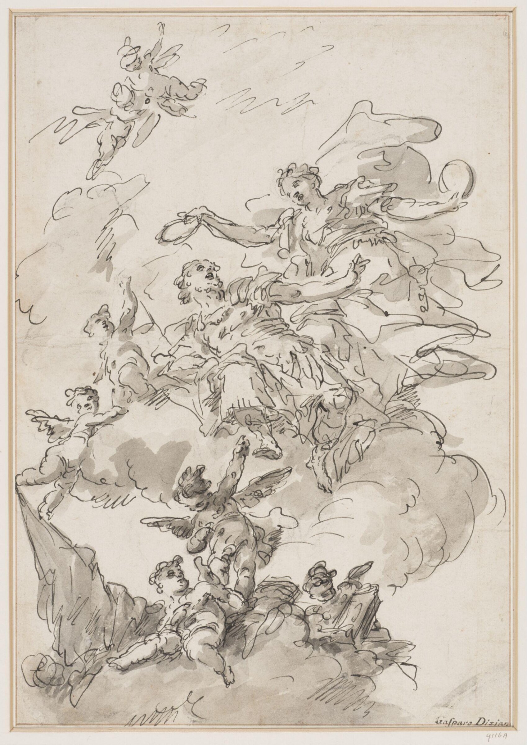Apotheosis and coronation of a hero, Gasparo Diziani, 18th century