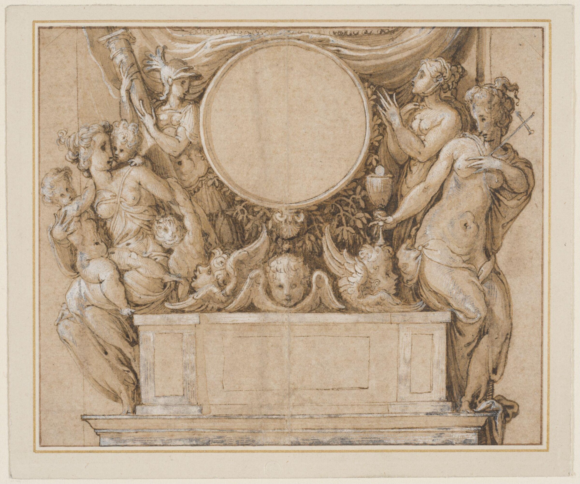 Fragments of a design for a fresco in the Palazzo Vecchio, Florence, Francesco Salviati, 16th century