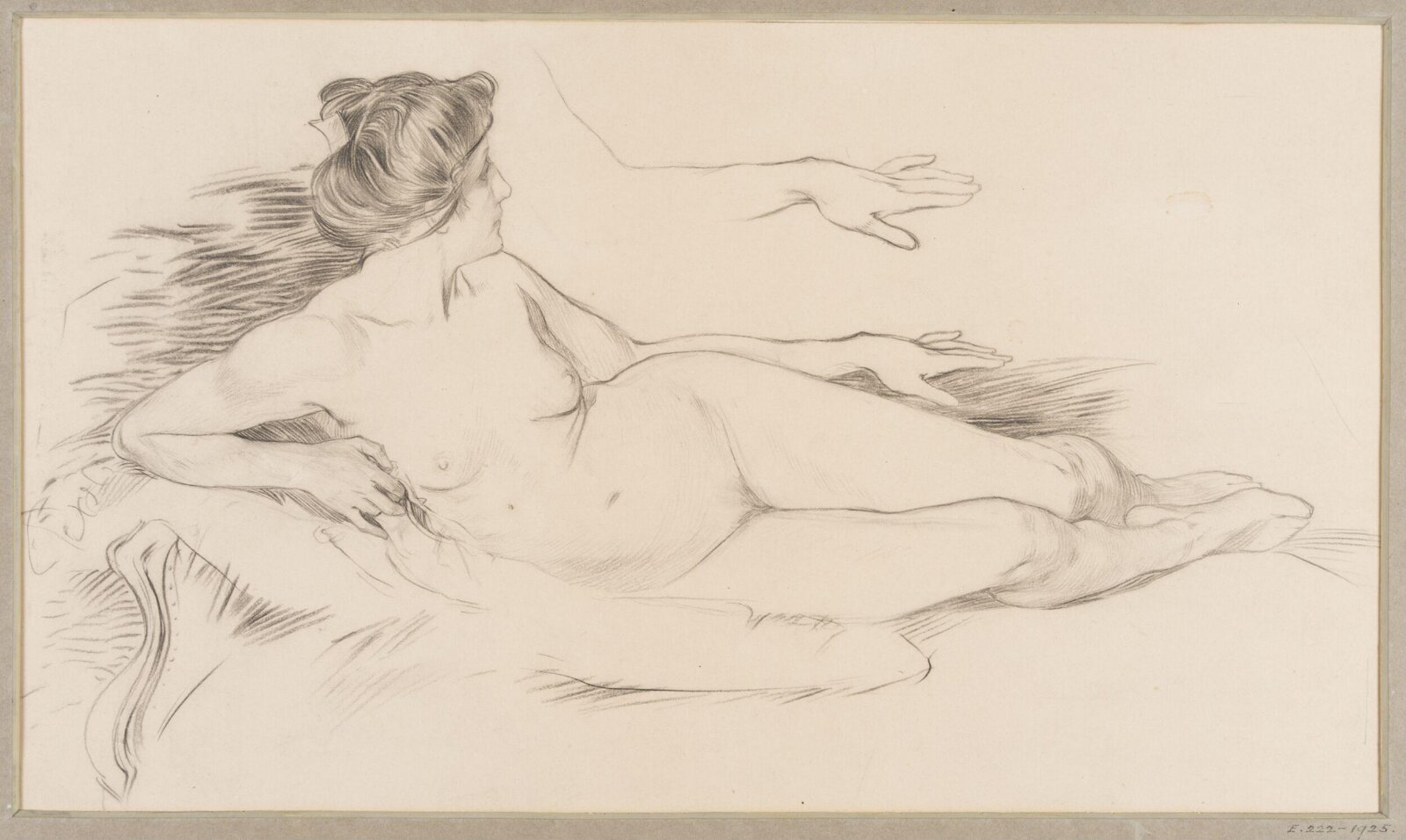 Life study: nude woman reclining, ca. 1880-1925