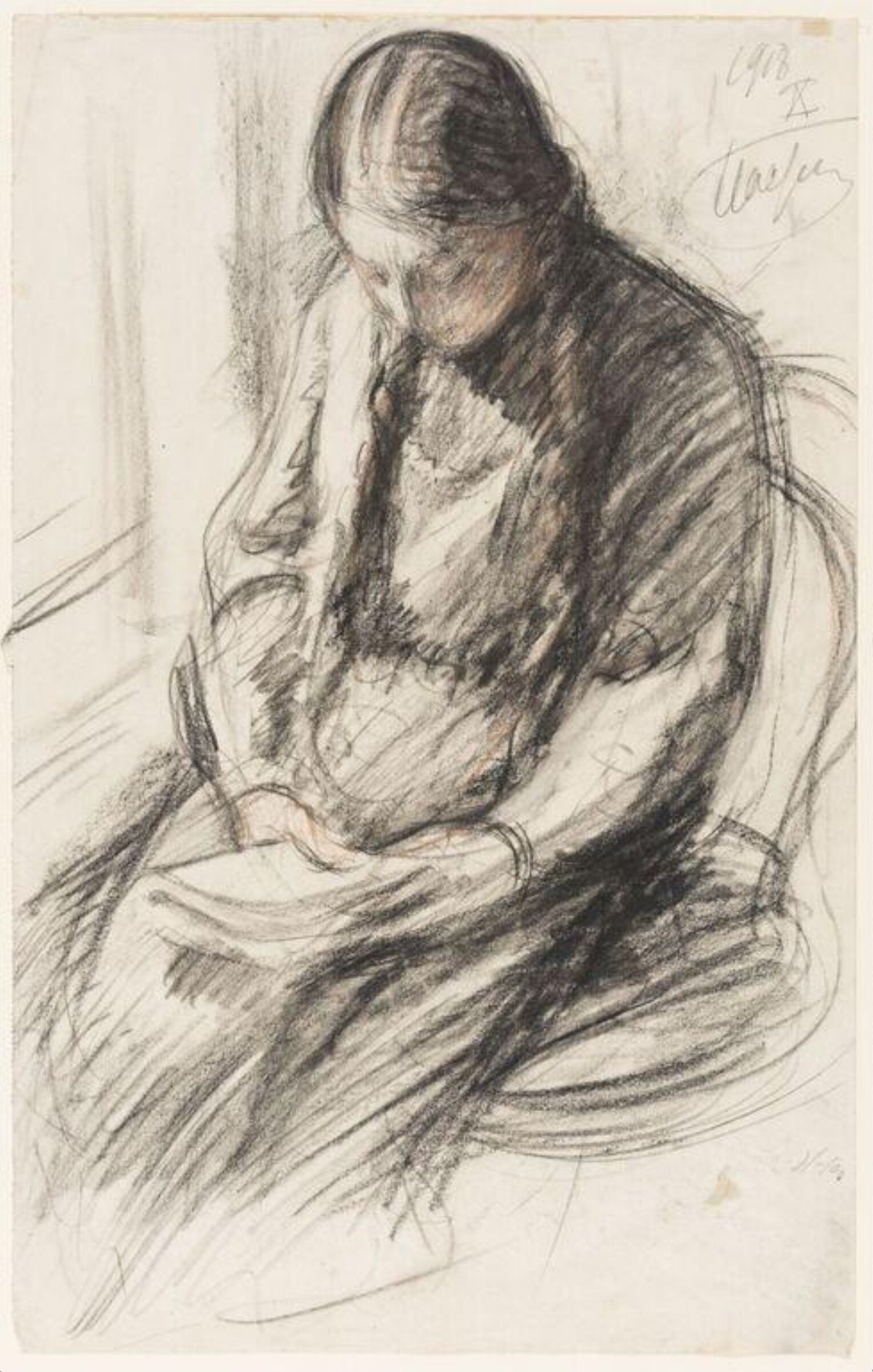 Portrait study of the artist's daughter Josephine Reading, Leonid Osipovich Pasternak, 10/1918