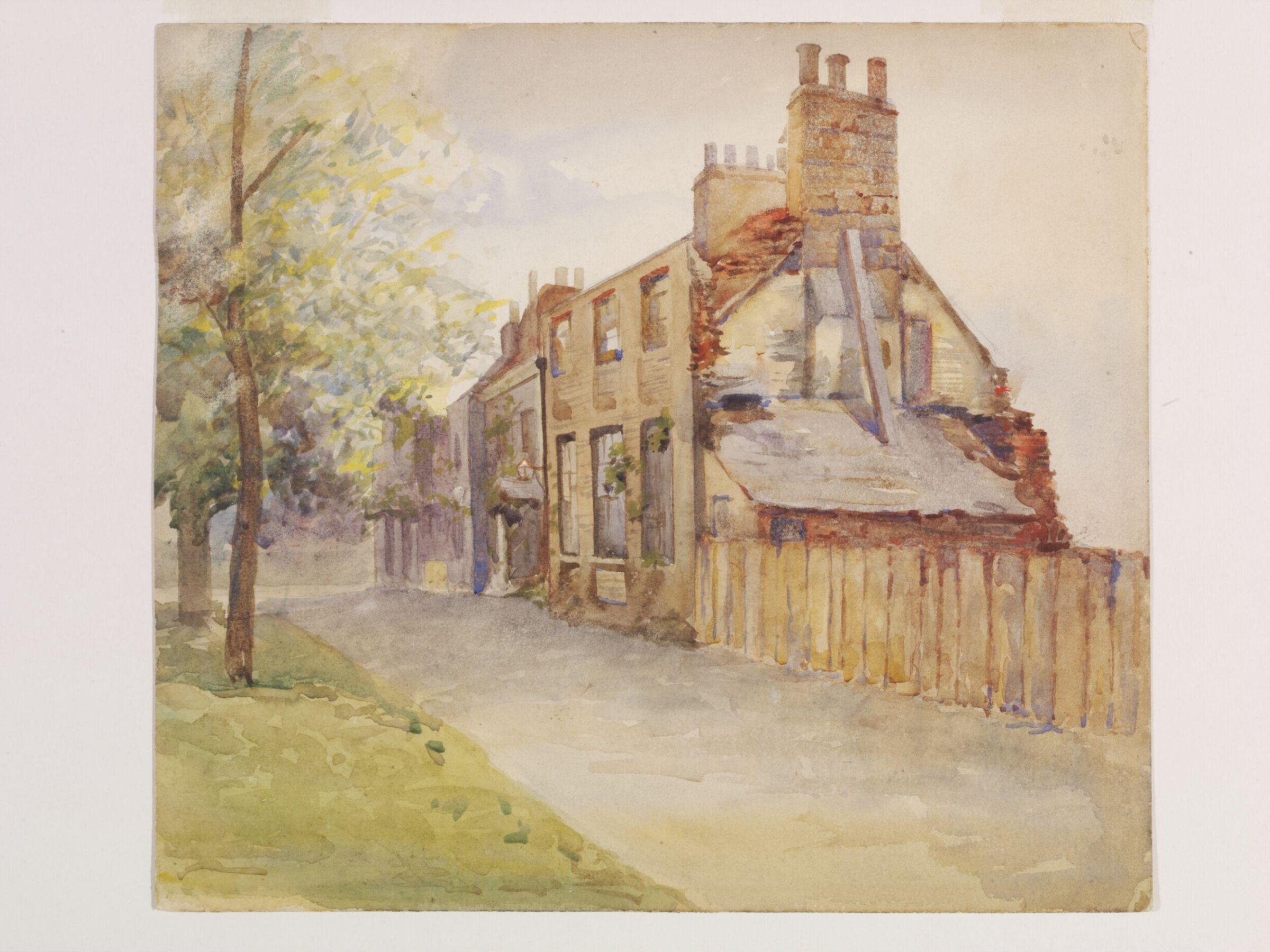 Old brick residences in the grounds of the South Kensington Museum (now the Victoria and Albert Museum), Myra Jessie Tindell, ca.1890-1895