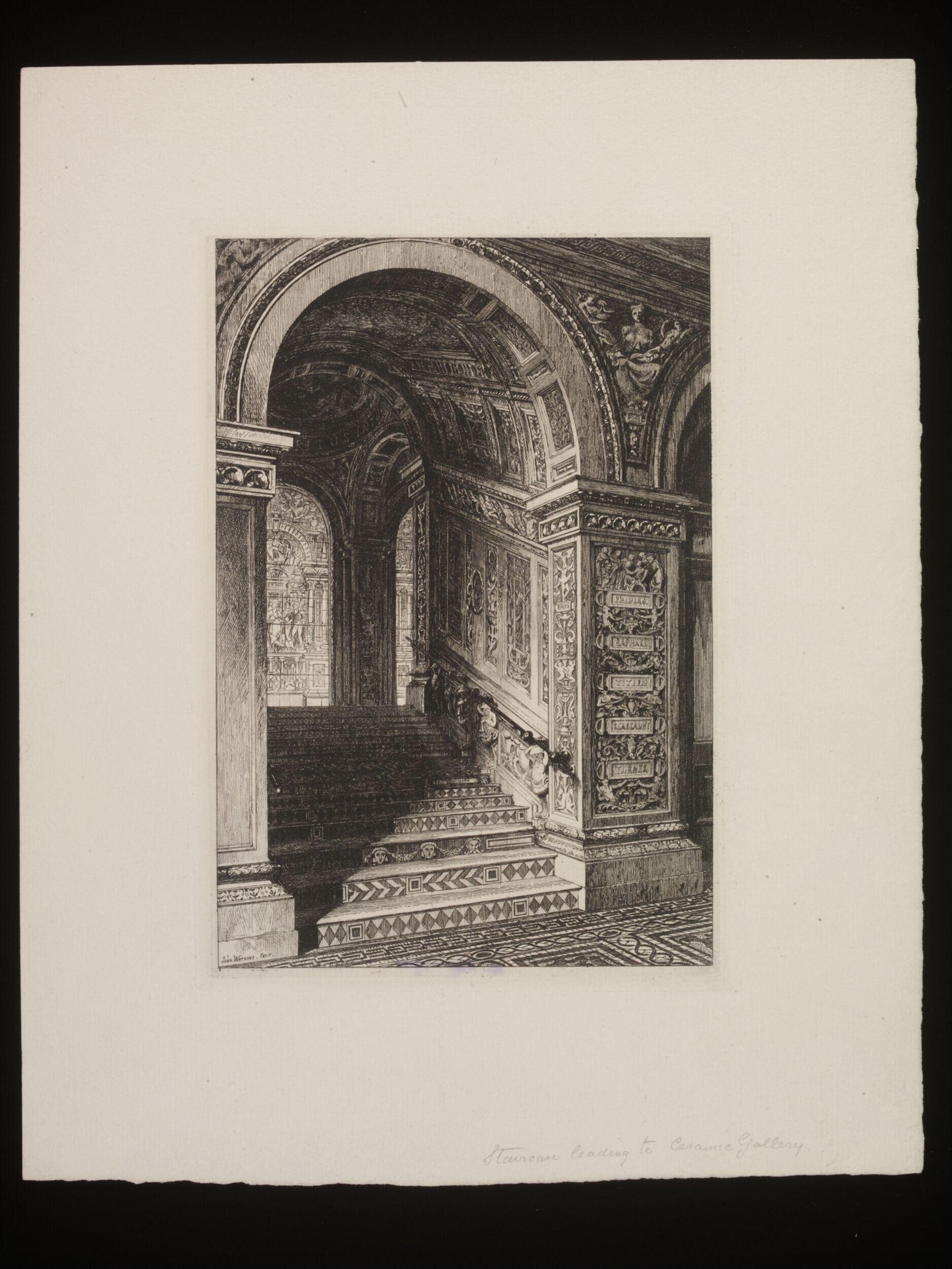Staircase leading to the Ceramic Gallery (Rooms 65 to 69)
