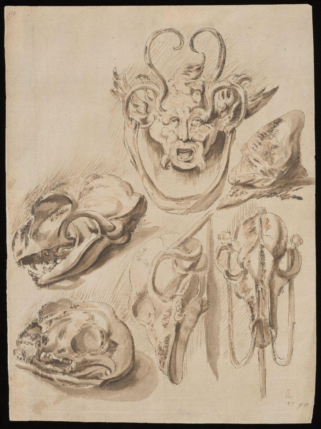 unknown, grotesque mask and animal skull