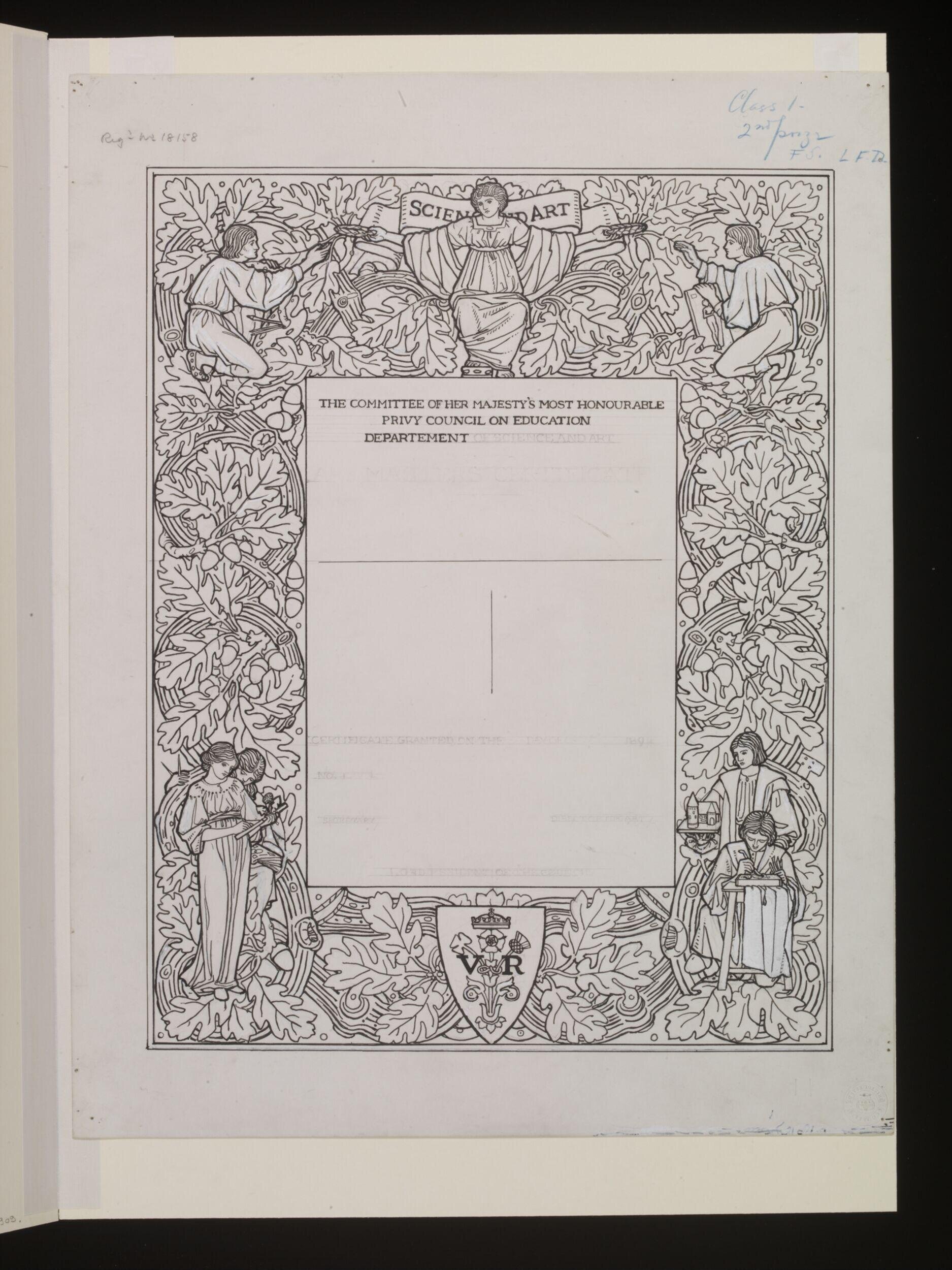Design for certificate of the Science and Art Department