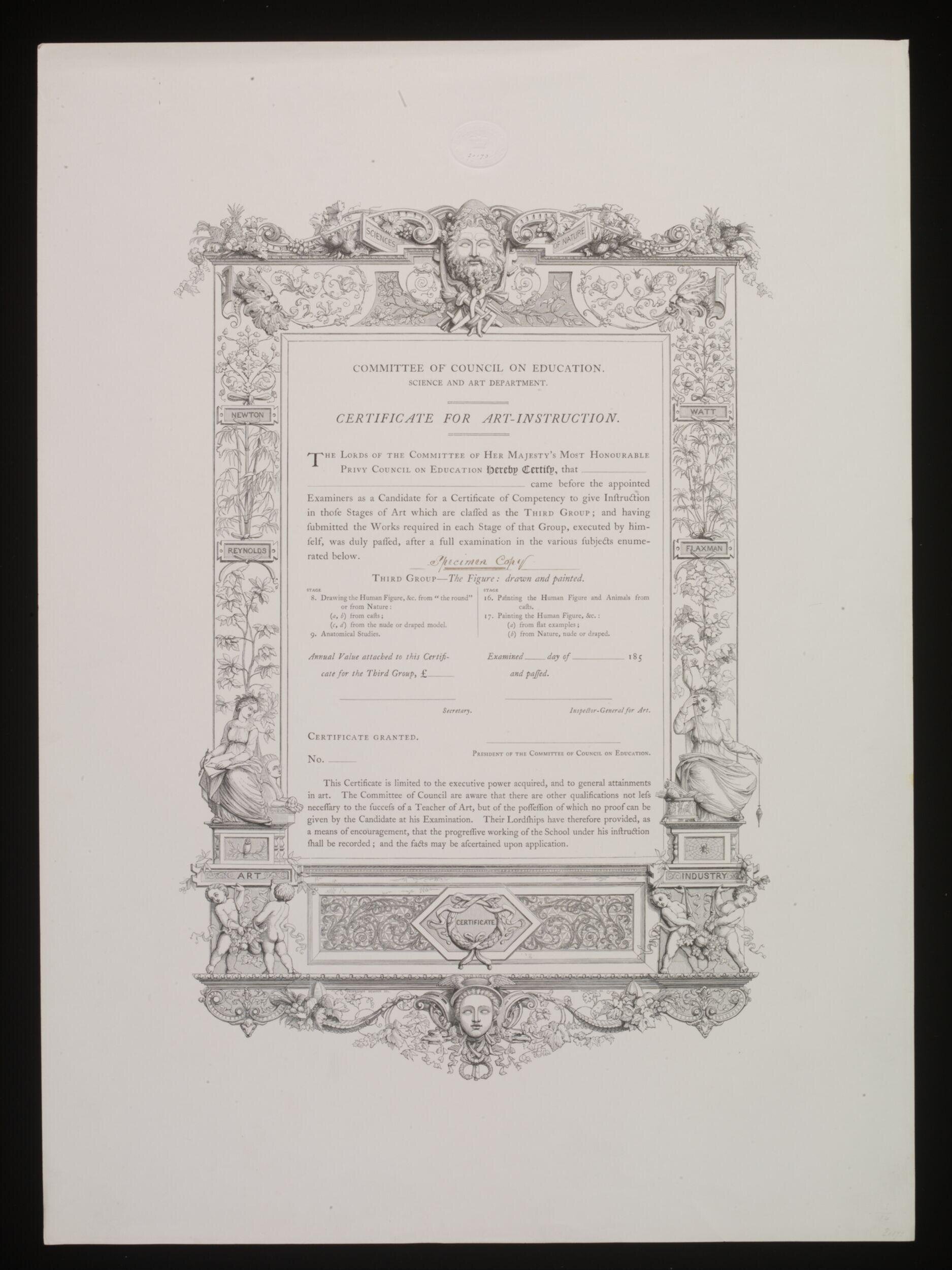 Certificate for Art-Instruction