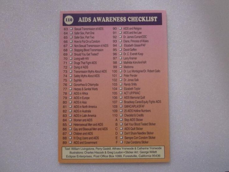 AIDS Awareness Trading Cards Checklist image