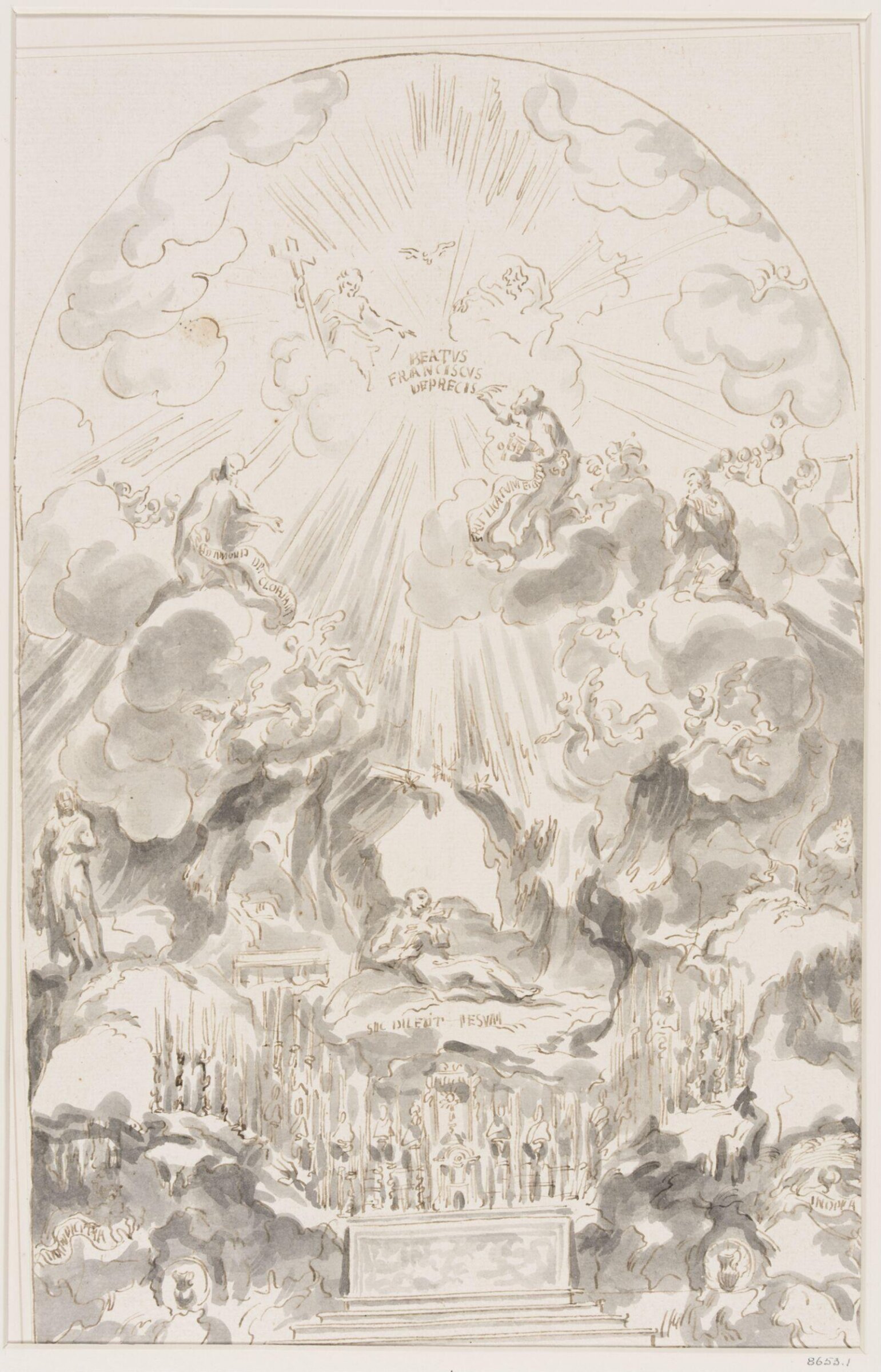 Design for a large altar-piece showing St Peter interceding for the dying St Francis Xavier, Domenico Parodi, 1668-1740