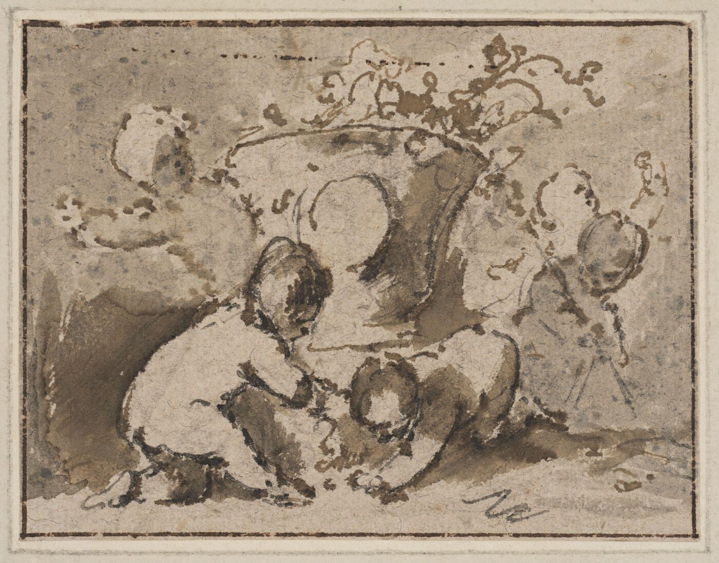 Jacob de Wit, Five putti playing around an ornamental urn