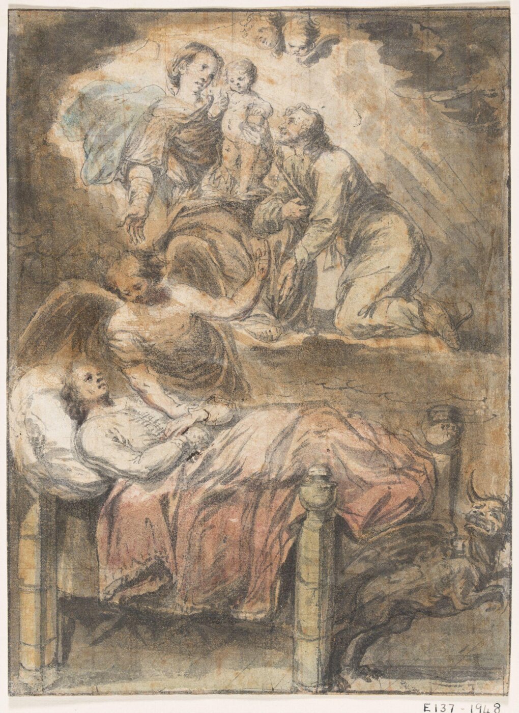 Alonso Cano, An angel at the sick bed of a man