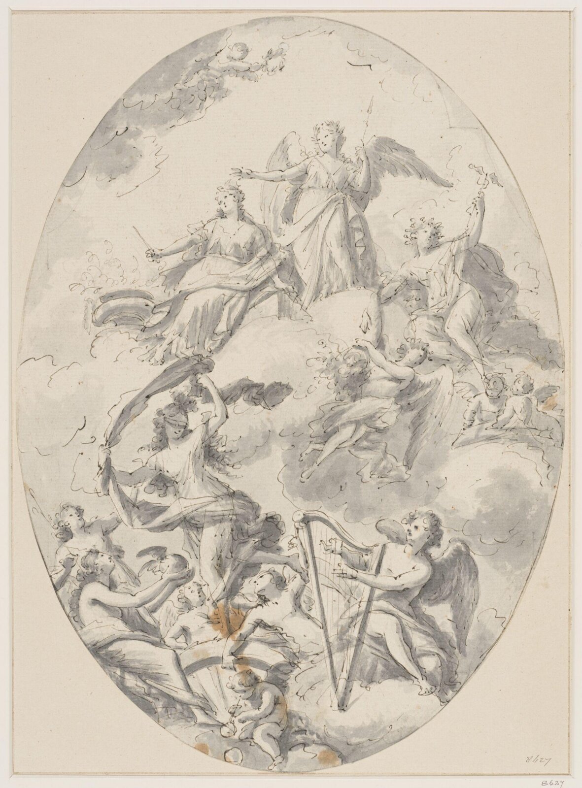Ceiling design: allegorical subject, mid 18th century