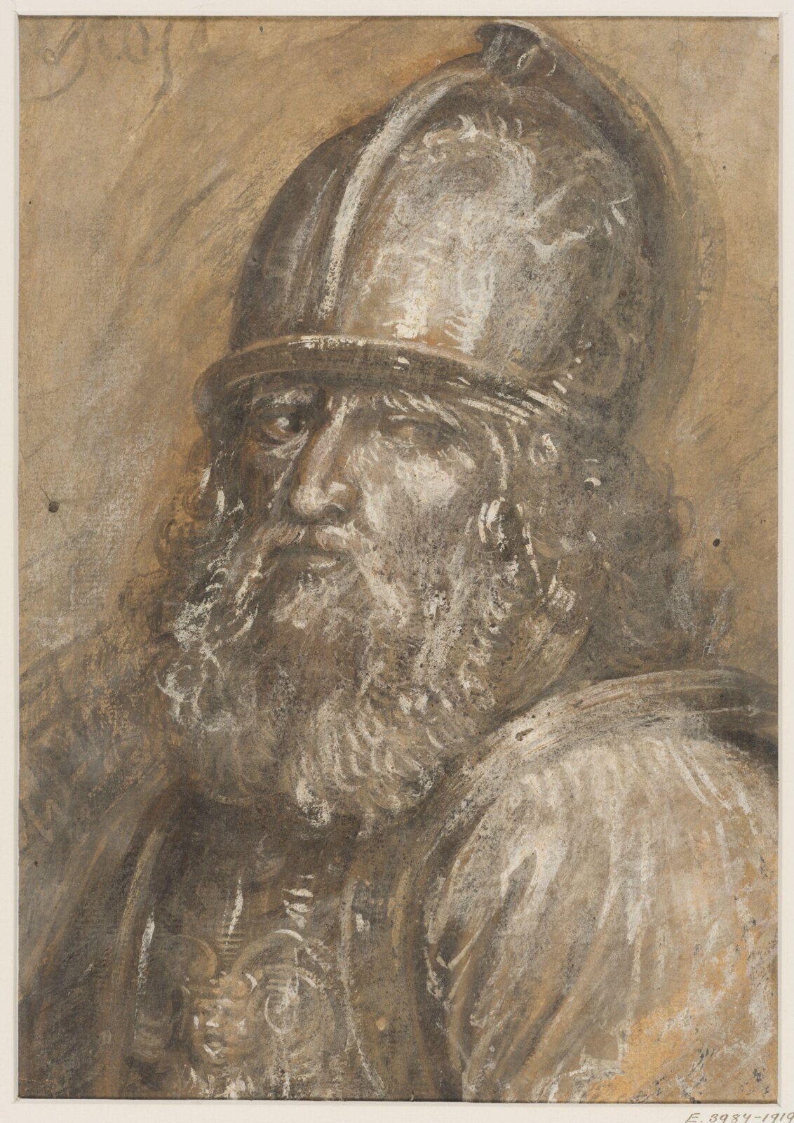 Bearded man in armour and a helmet, late 16th century