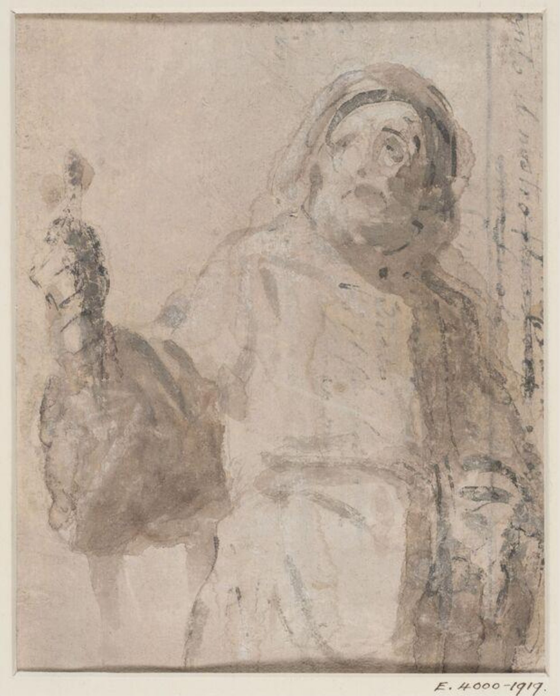 Half-length figure of a man with his right arm extended, Benjamin West, 1738-1820